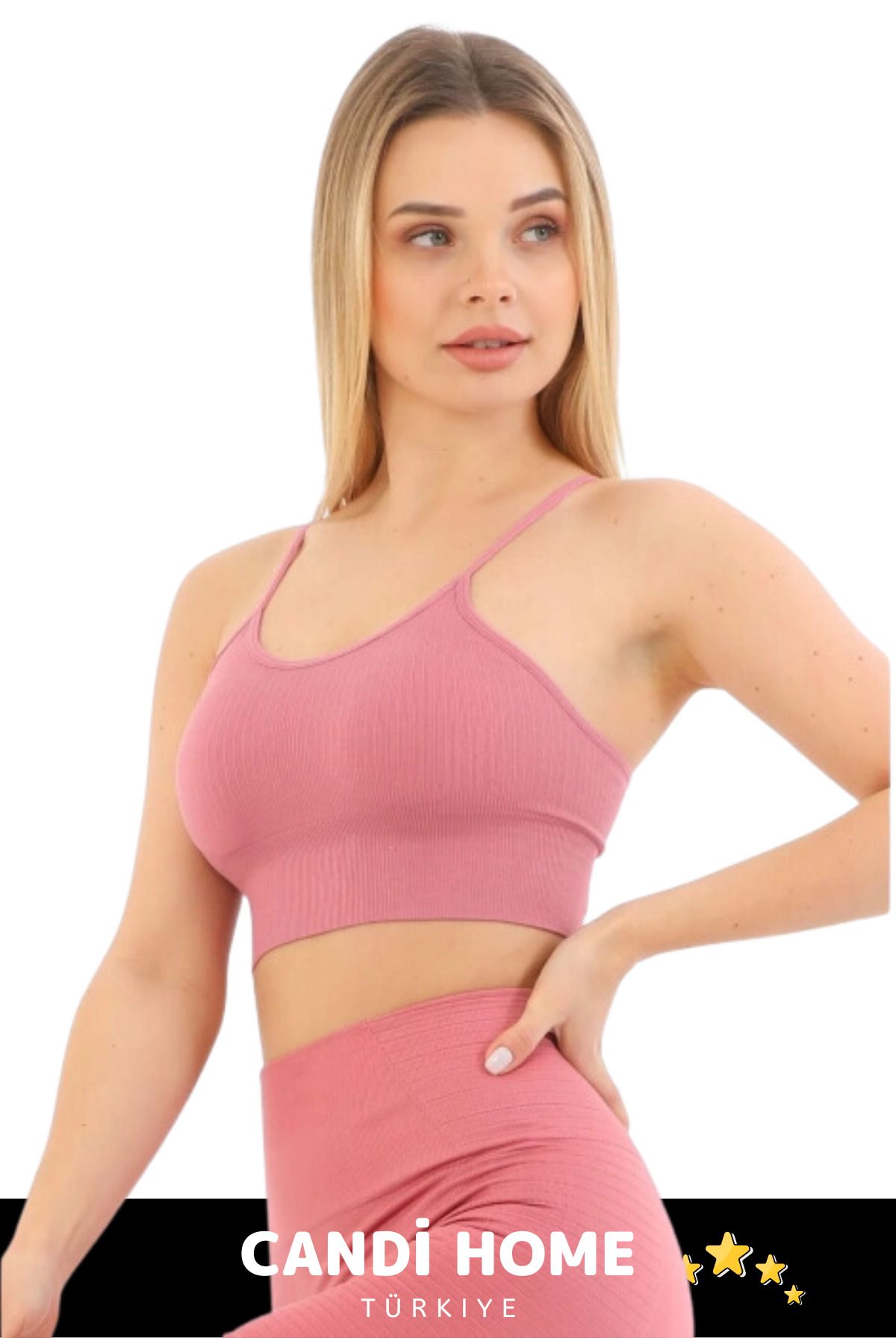 HOBİ CONDİ-Premium New Breast Enhancer Anti-Sagging Sports Daily Thin Rope Strap Padded Ribbed Crop Bustier 8