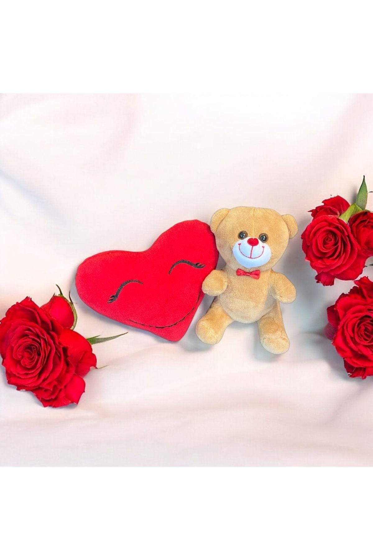 WOODROFFE-Cute Plush Brown Teddy Bear and Red Heart Toy– Soft and Adorable Gift 1