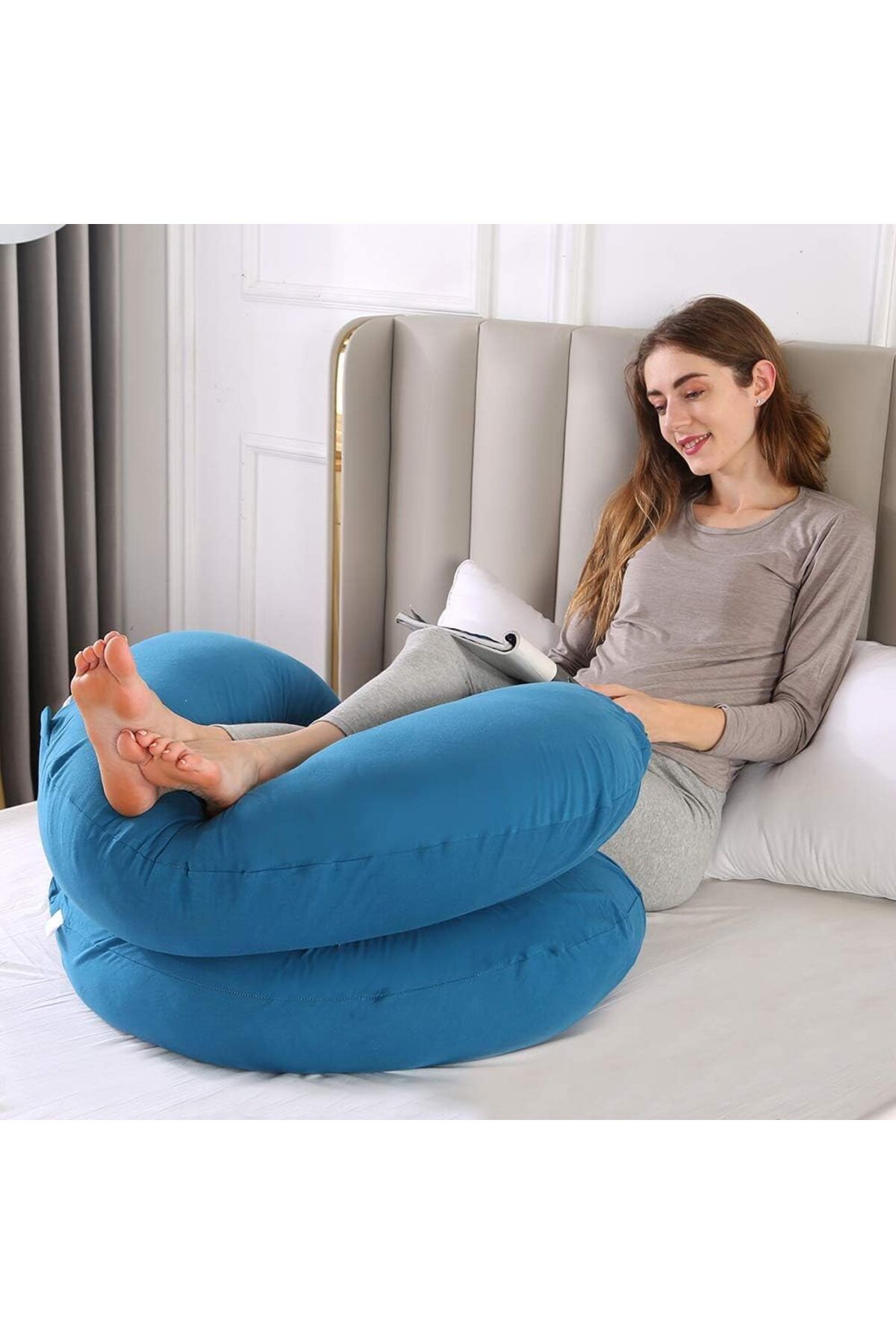 COOYA-Pregnancy Pillow, U-Shape Maternity with Removable Cover, Use for Pregnant Women, Blue 2