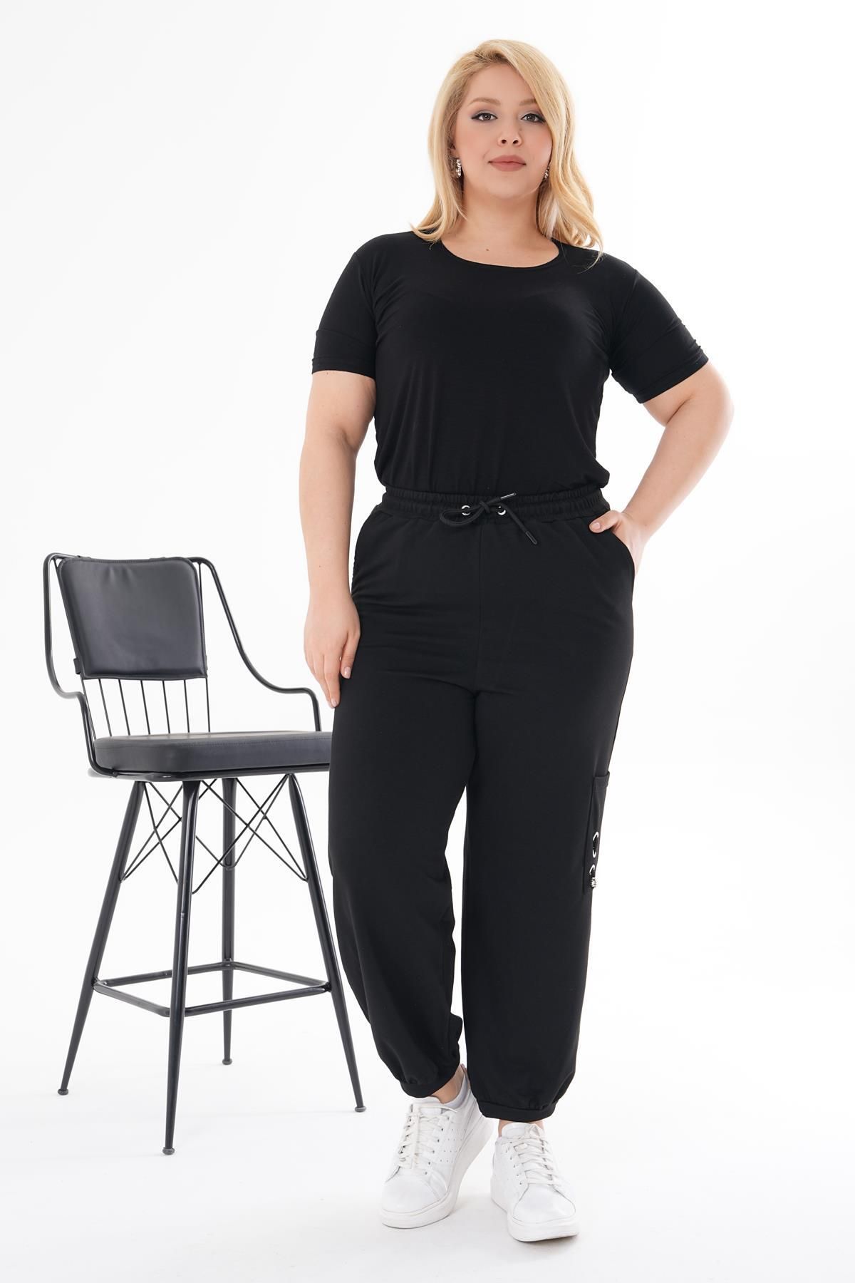 Siyezen-Plus Size Pocket Detailed Trousers 3