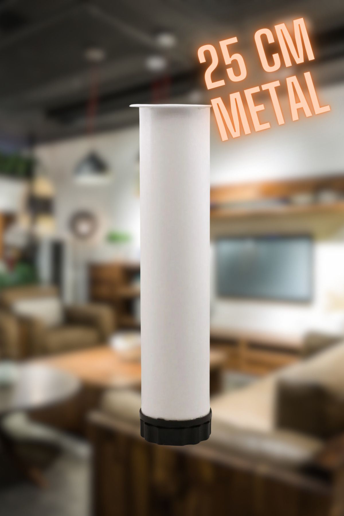 Mikasso Metal 25 Cm Ayarlanabilir Beyaz Koltuk Baza Mobilya Kanepe Yükseltici Destek Ayağı Ayakları Beyaz Te