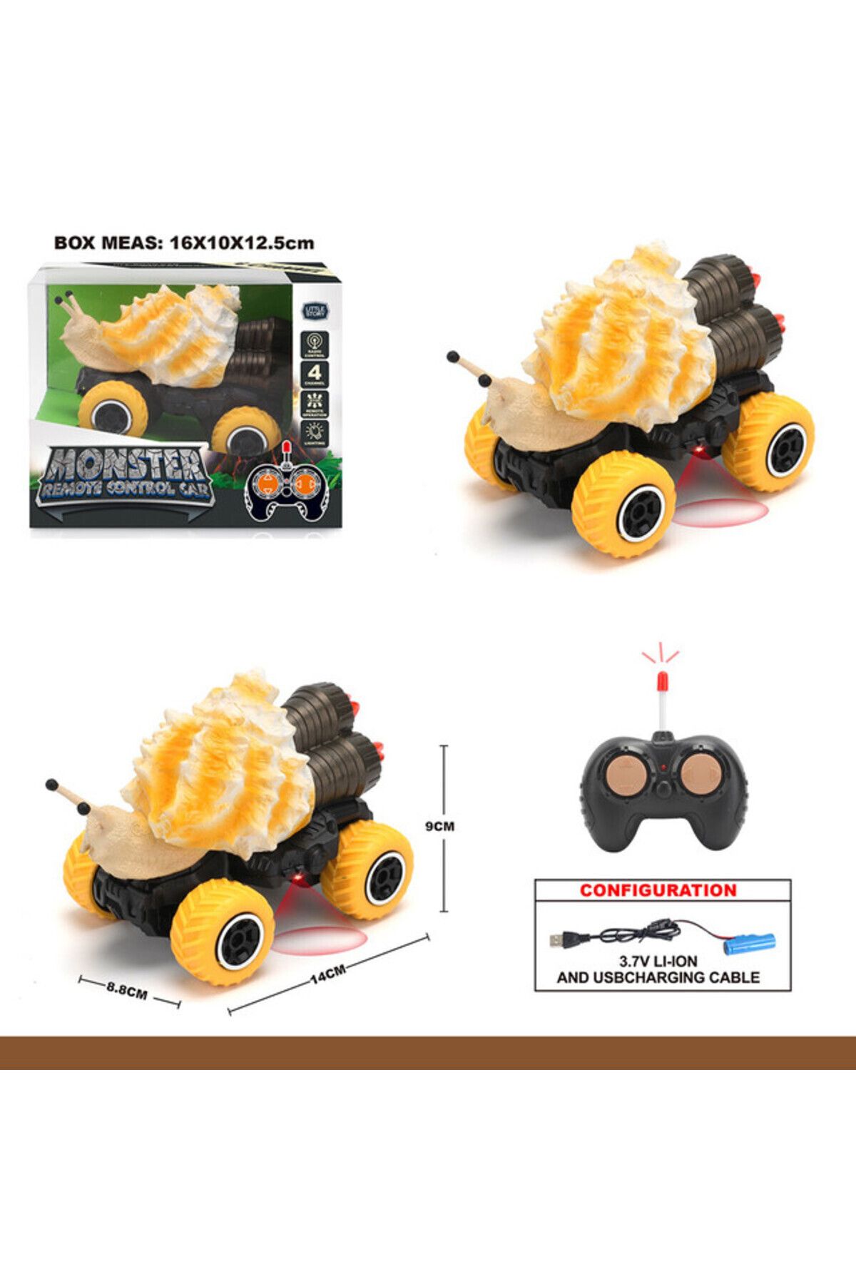Little Story-Kids Toy 4 Channel Snail Car wt Remote Control-Yellow 3