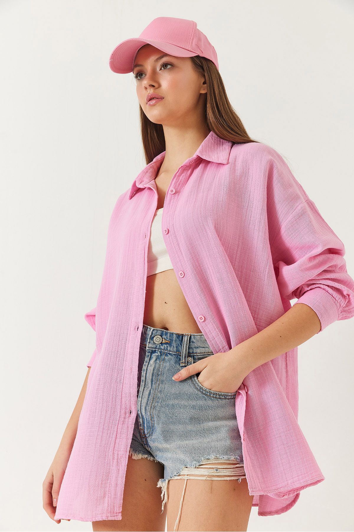 Bianco Lucci-Γυναικείο πουκάμισο μουσελίνας Oversize 2025 60271021 3
