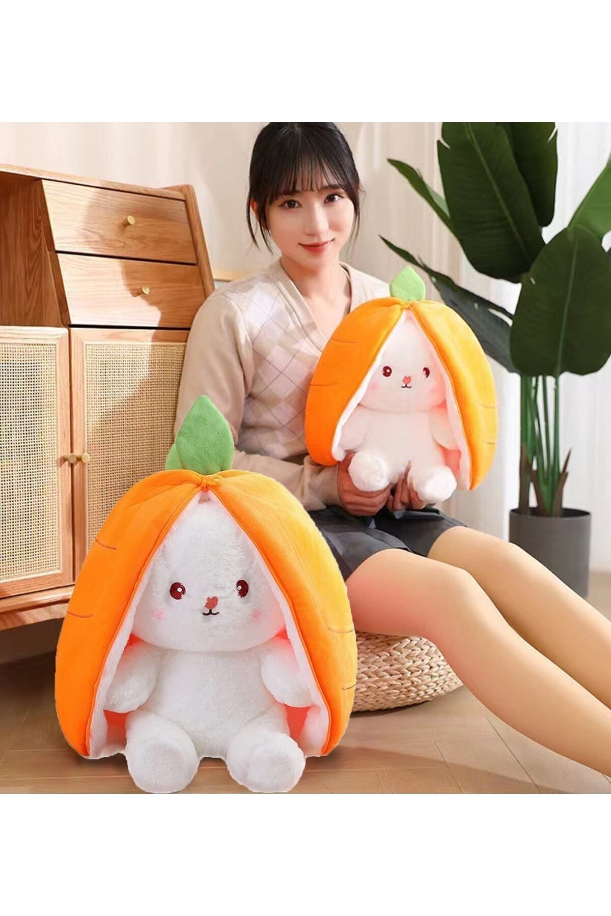 Moontoys-Special Pink Rabbit Plush for Lovers Both Carrot and Rabbit Zipper 4