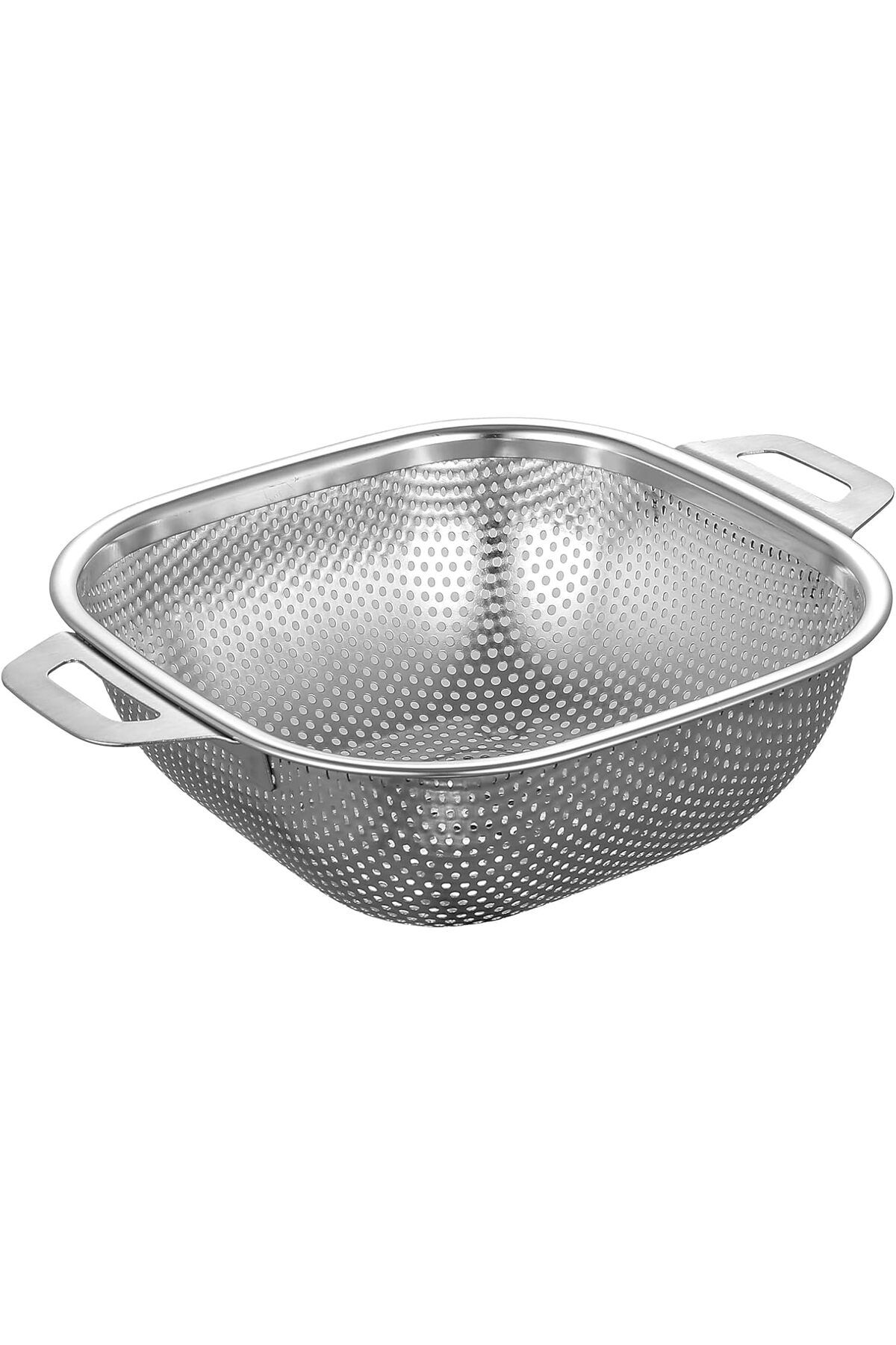 STOREMAX lbstorex Paslanmaz Çelik Süzgeç Makarna Sebze ve Meyve Süzgeci, 24x24x6.5 cm, Kare Form, Çift S