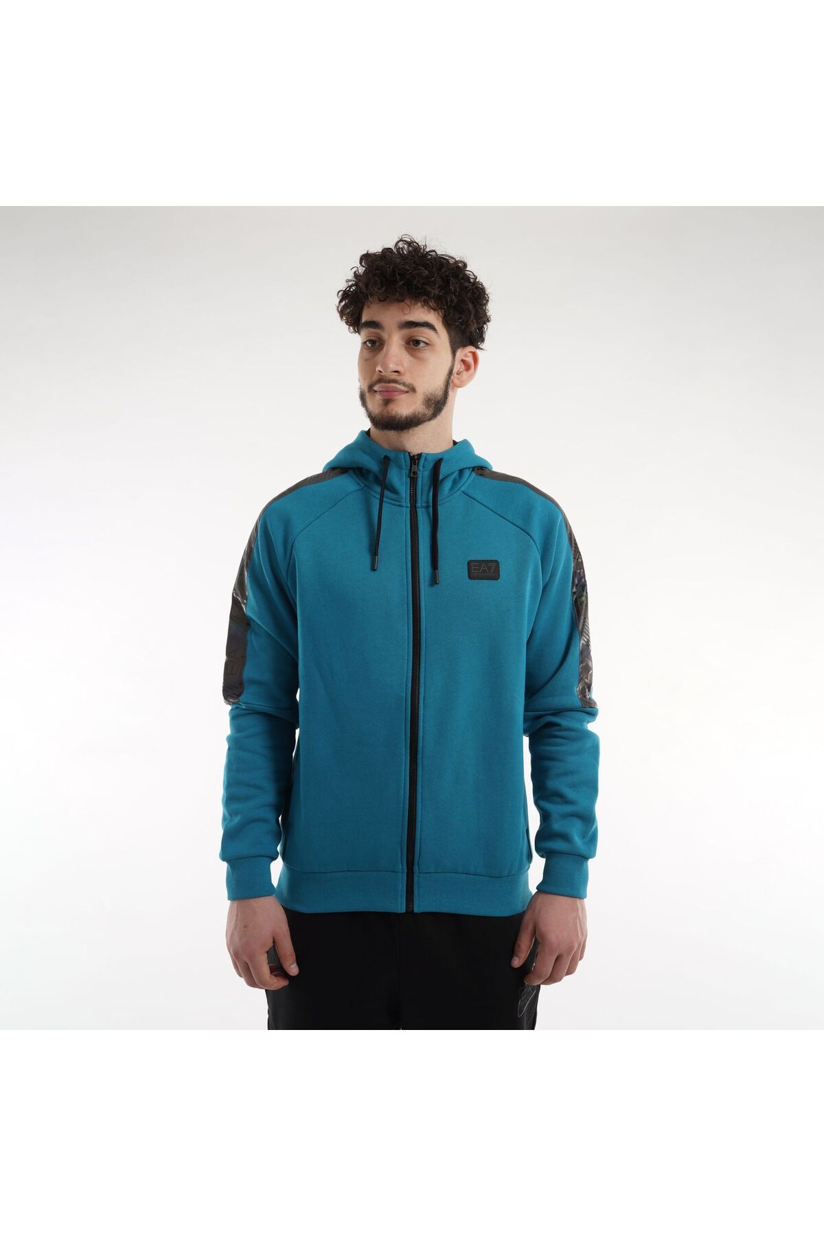 EA7 Emporio Armani-Hanorac EMPORIO ARMANI EA7 pentru barbati TRAIN LOGO SERIES M TAPE HOODIE FZ BR - 6LPM47PJ07Z01572 2