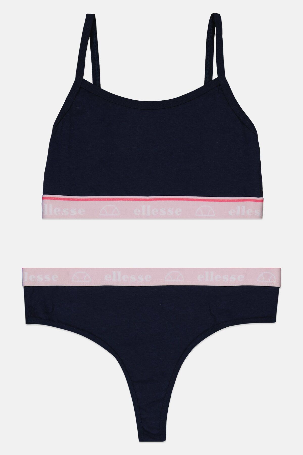 Ellesse-Women 2 Pcs Brand Logo Bralette And Thong Set, Navy 1