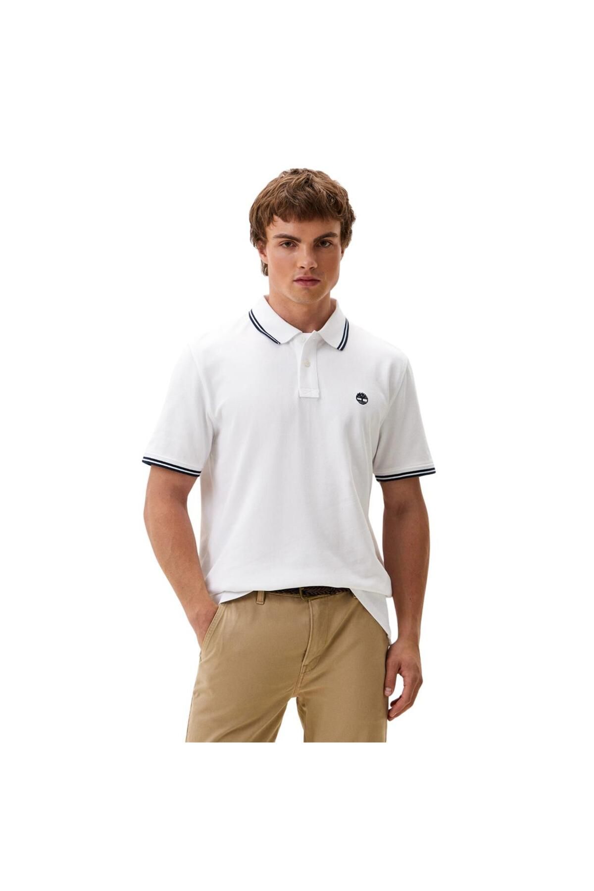 Timberland-Ανδρικό μπλουζάκι με κοντό μανίκι Pique Polo White 2