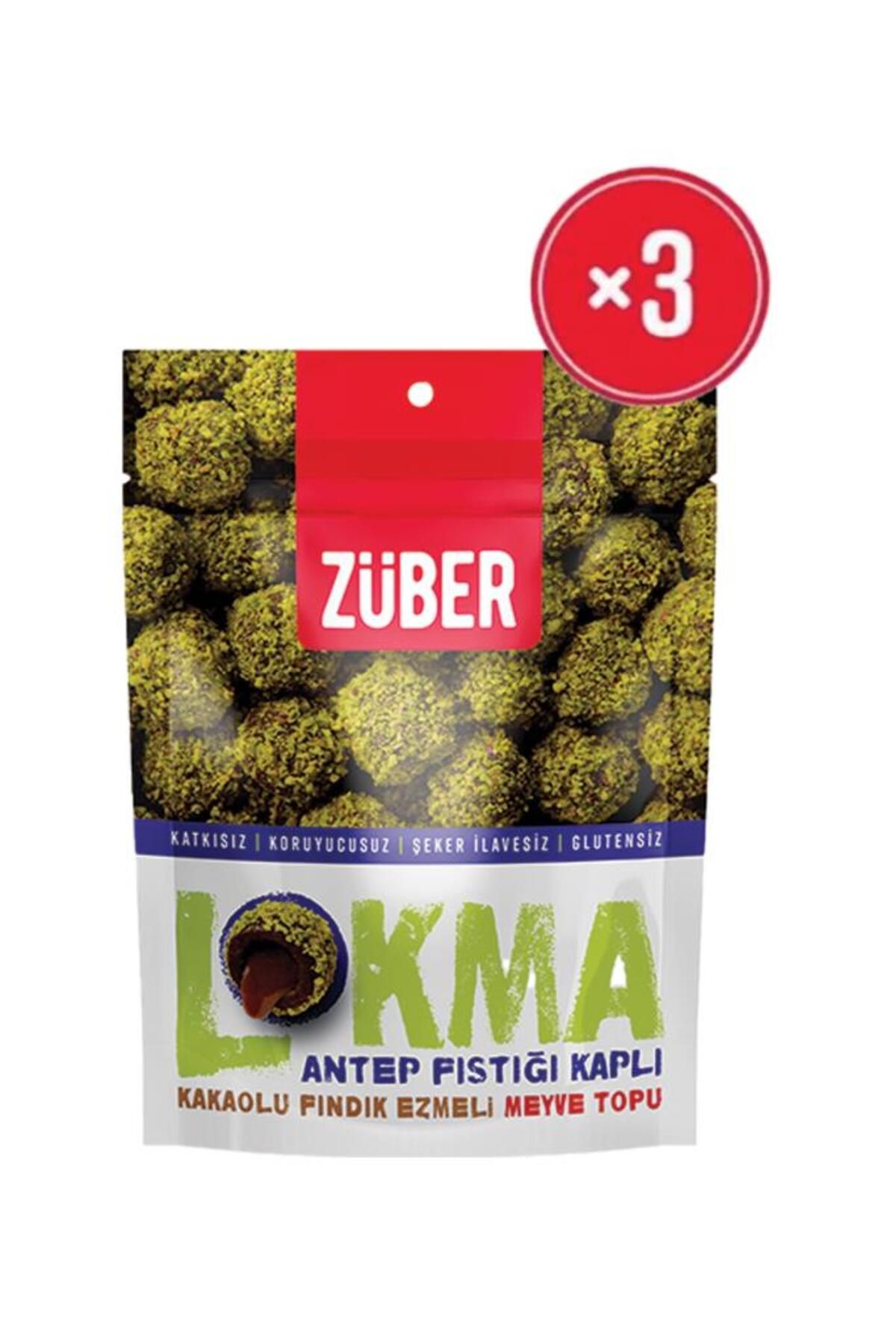 Züber Antep Fistigi Kapli Kakaolu Findik Ezmeli Meyve Topu 96 gr X3 adet