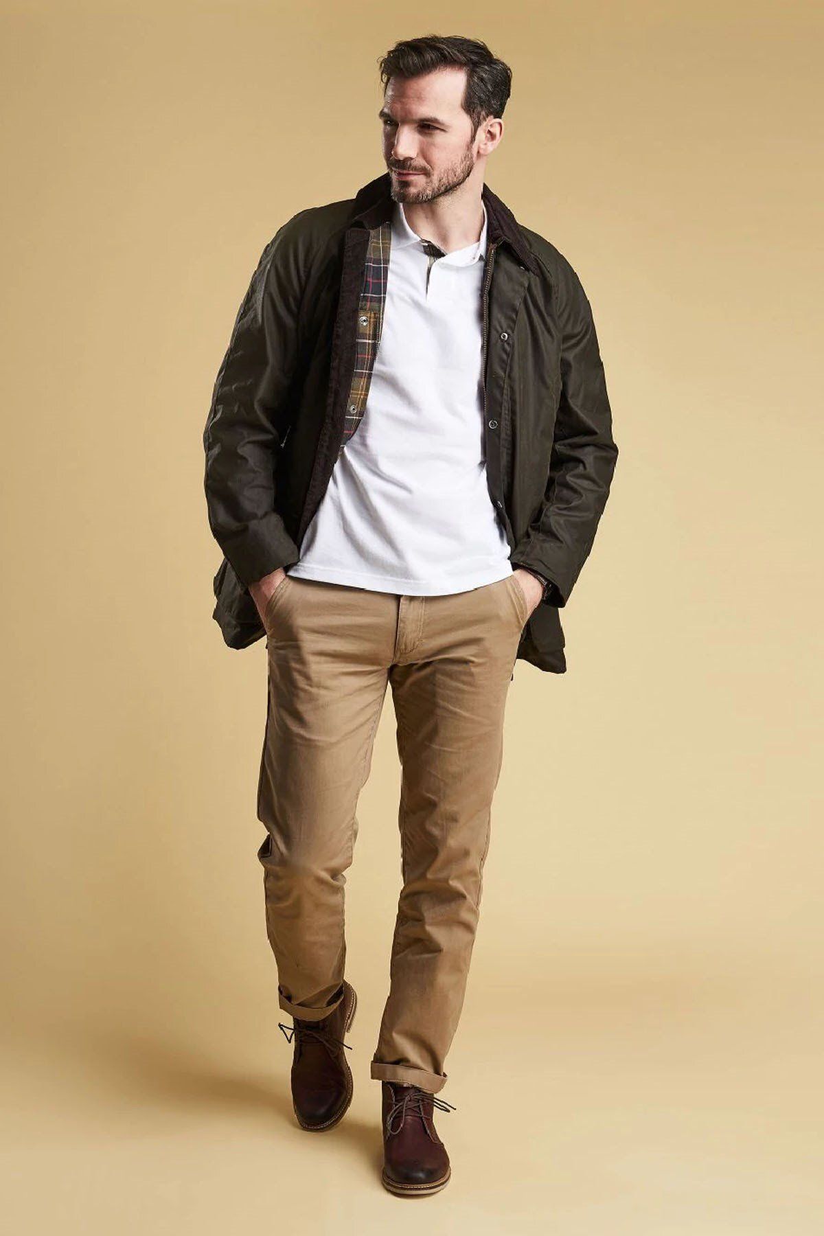 کاپشن سبز مردانه ژاکت روغنی بریستول OL71 زیتون Barbour