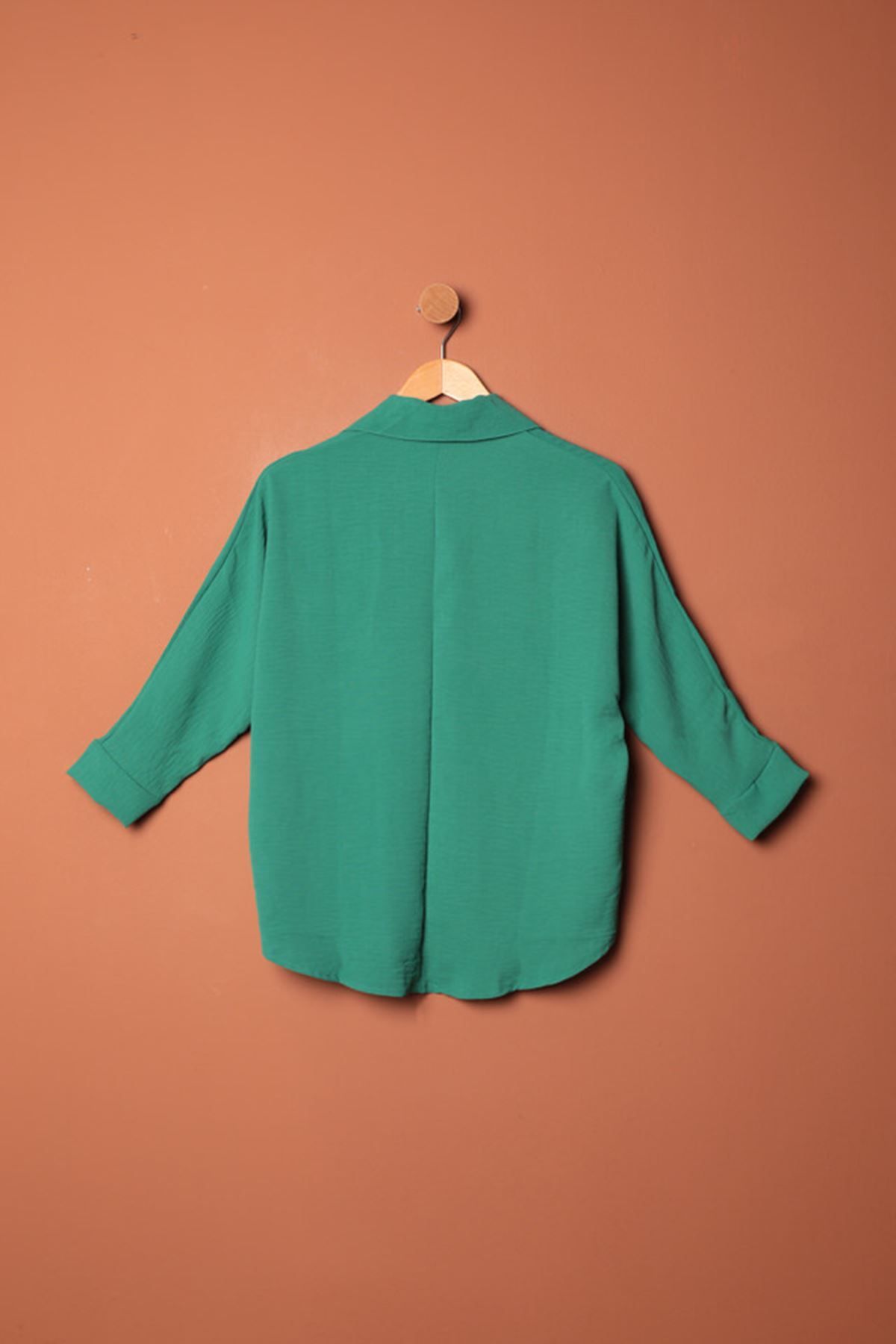 1001moda-Green V Shirt Collar Aerobin Women's Shirt 2