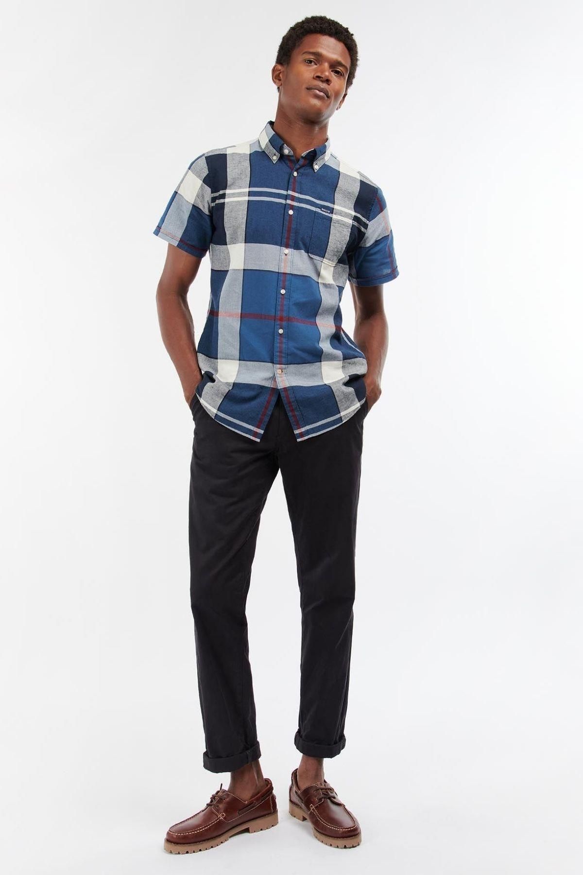 پیراهن سایز بزرگ آبی مردانه متناسب S NY58 NAVY تابستانی Barbour