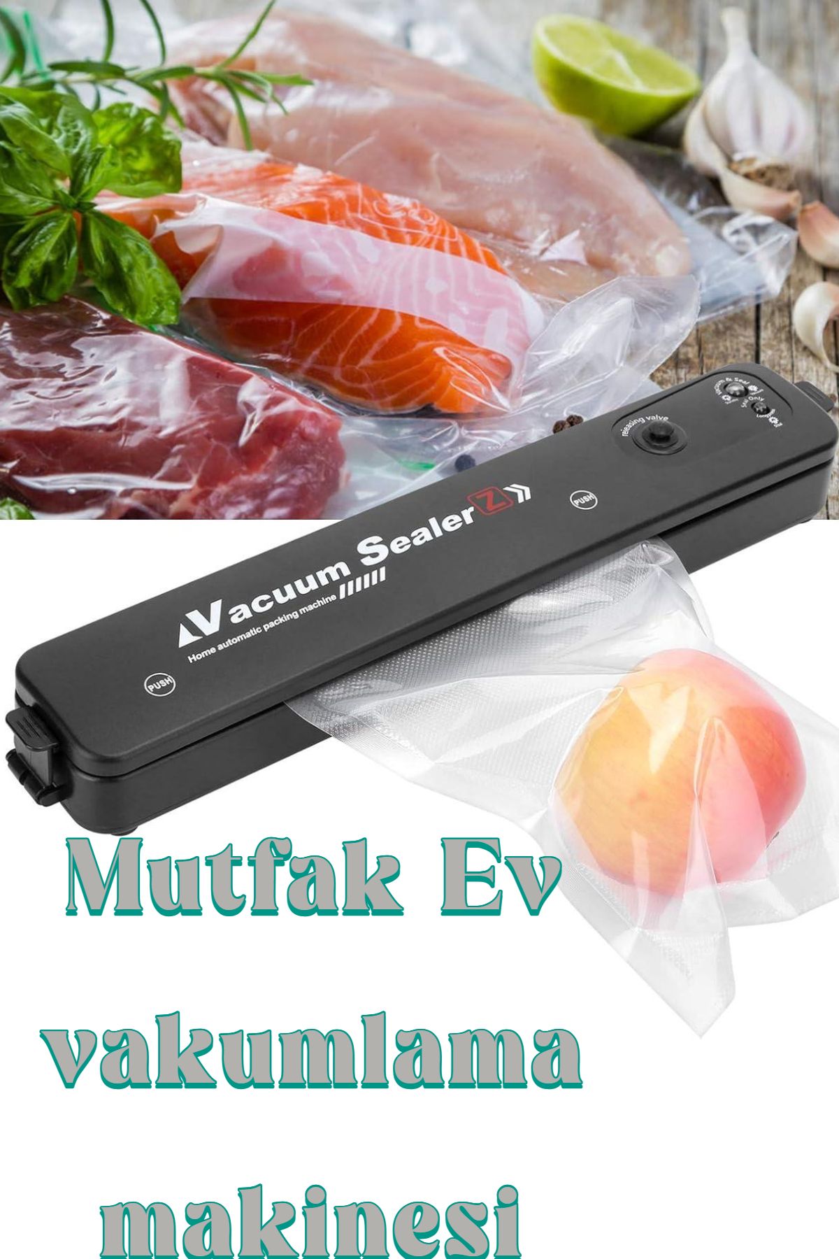 ESENLİWE Vakum Sealer Gıda Ve Vacuum Mühürleme Makinesi + 10 Adet Vakum Torbası