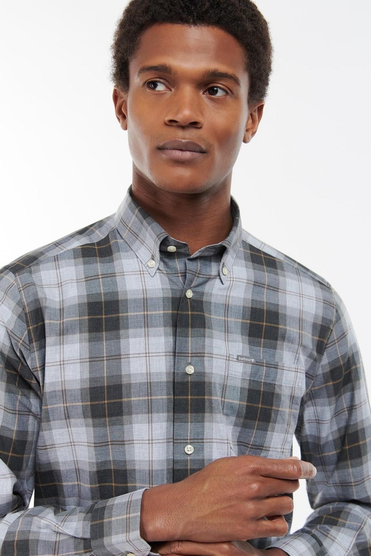 پیراهن سایز بزرگ خاکستری مردانه خیاطی TN86 اورجینال Barbour