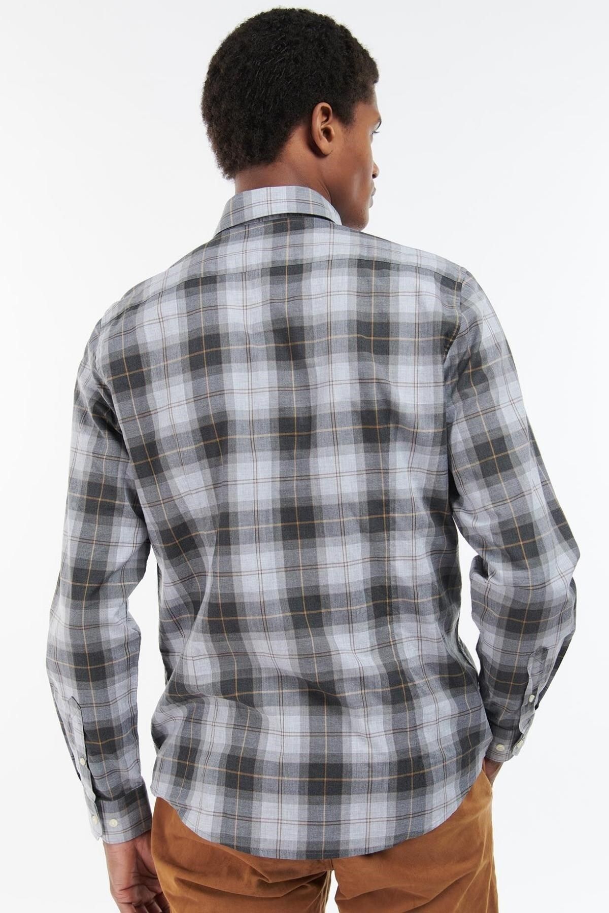 پیراهن سایز بزرگ خاکستری مردانه خیاطی TN86 اورجینال Barbour