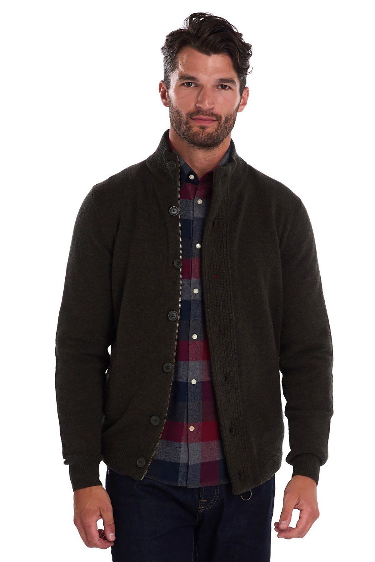 پلیور سبز مردانه پستی از طریق جلبک دریایی GN73 Barbour