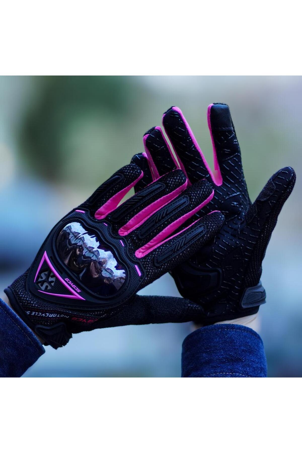 Scoyco MC44W Pembe-Siyah Kadın Motosiklet Eldiveni