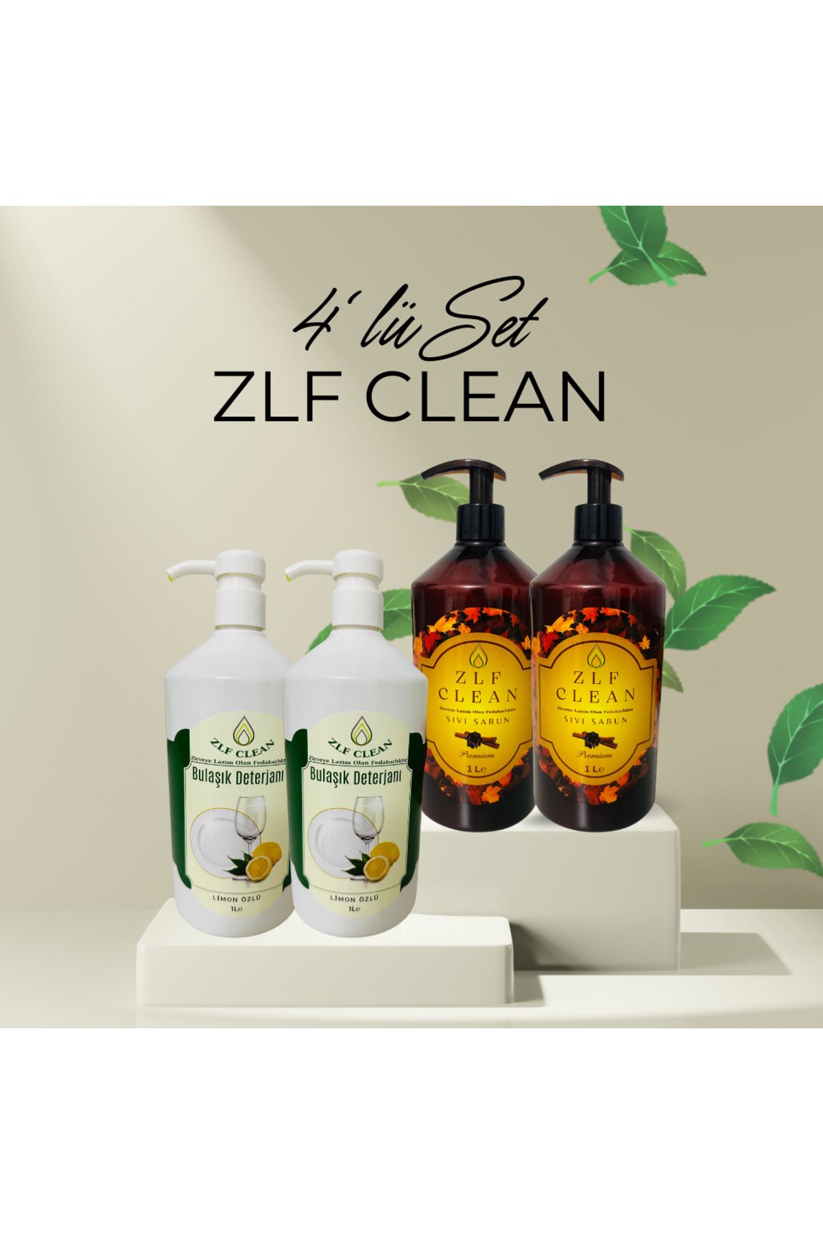 ZLFCLEAN 4’LÜ SET BULAŞIK DETERJANI VE SIVI SABUN (KANSEROJEN MADDE İÇERMEZ)