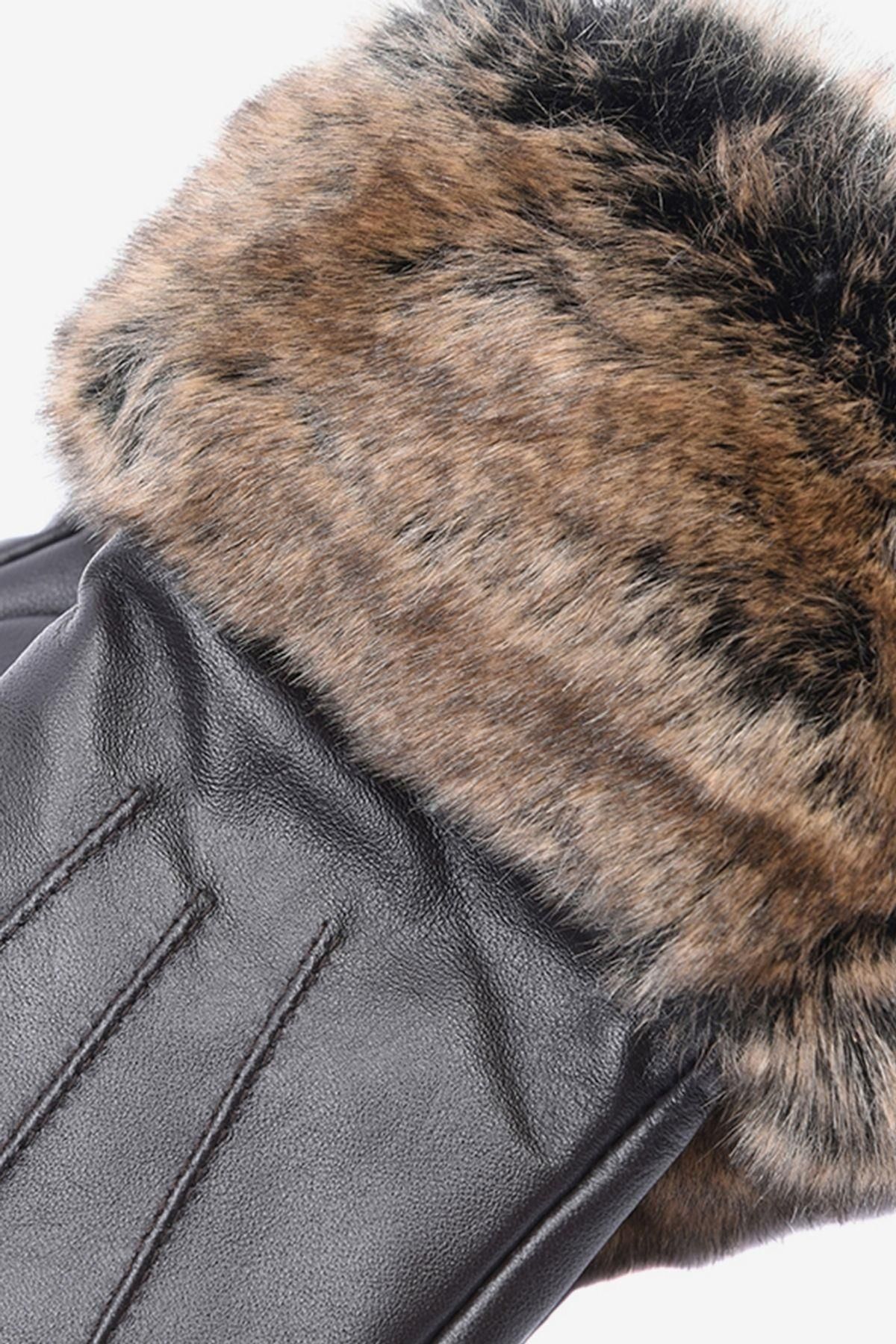 دستکش چند رنگ زنانه چرمی خز مصنوعی BR71 MIN. Barbour