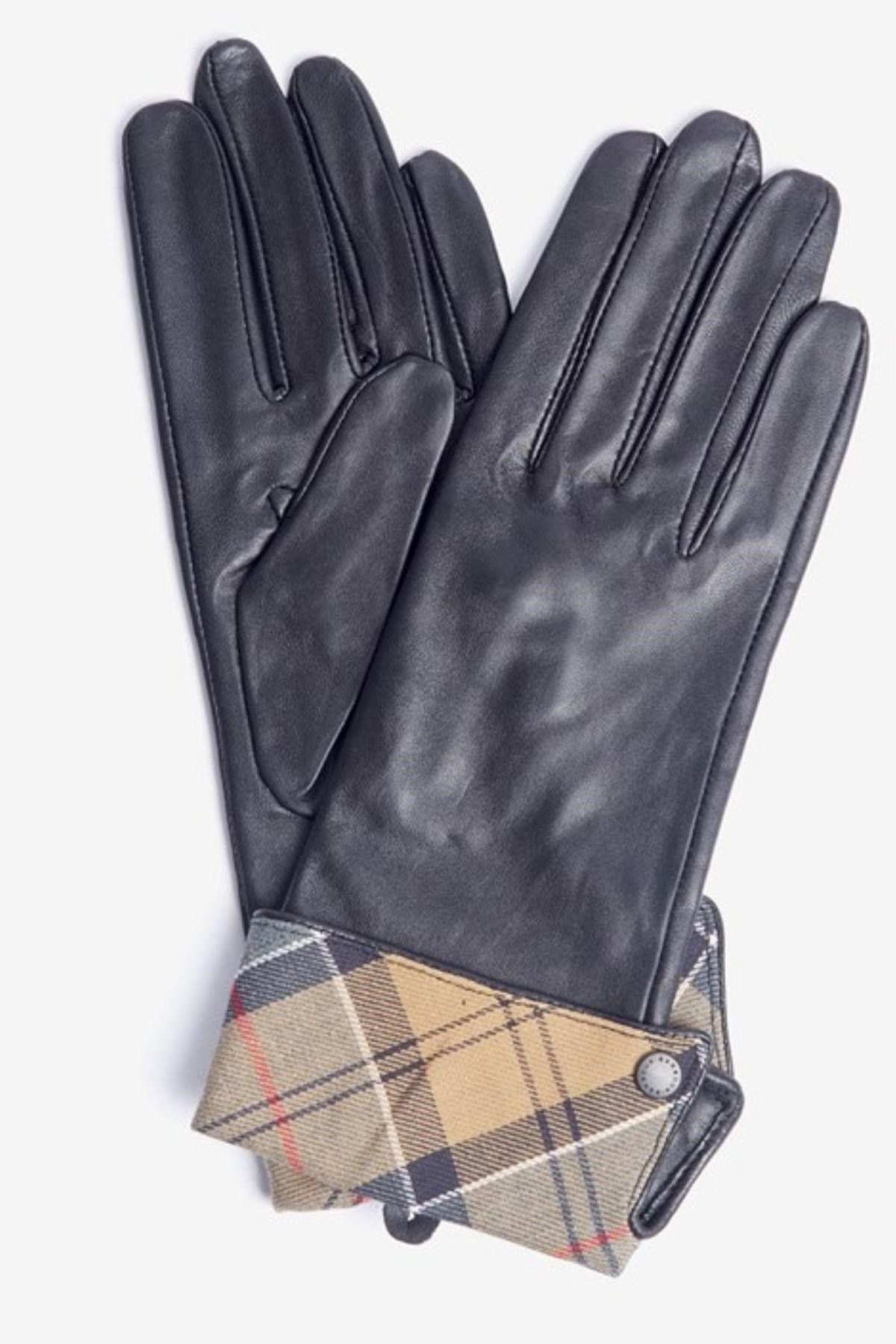 دستکش مشکی زنانه چرمی لیدی جین BK11 سیاه با Barbour