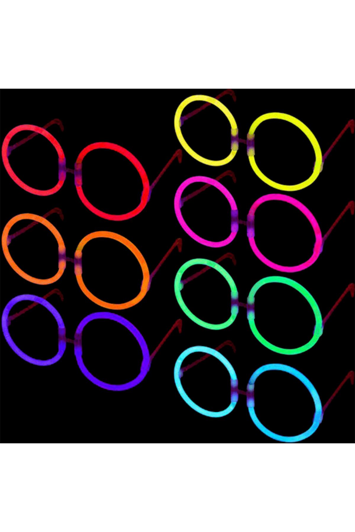Astra Market Glow Yuvarlak Gözlük - Glow Partisi Gözlükleri - Glow Stick Gözlük 12 Adet