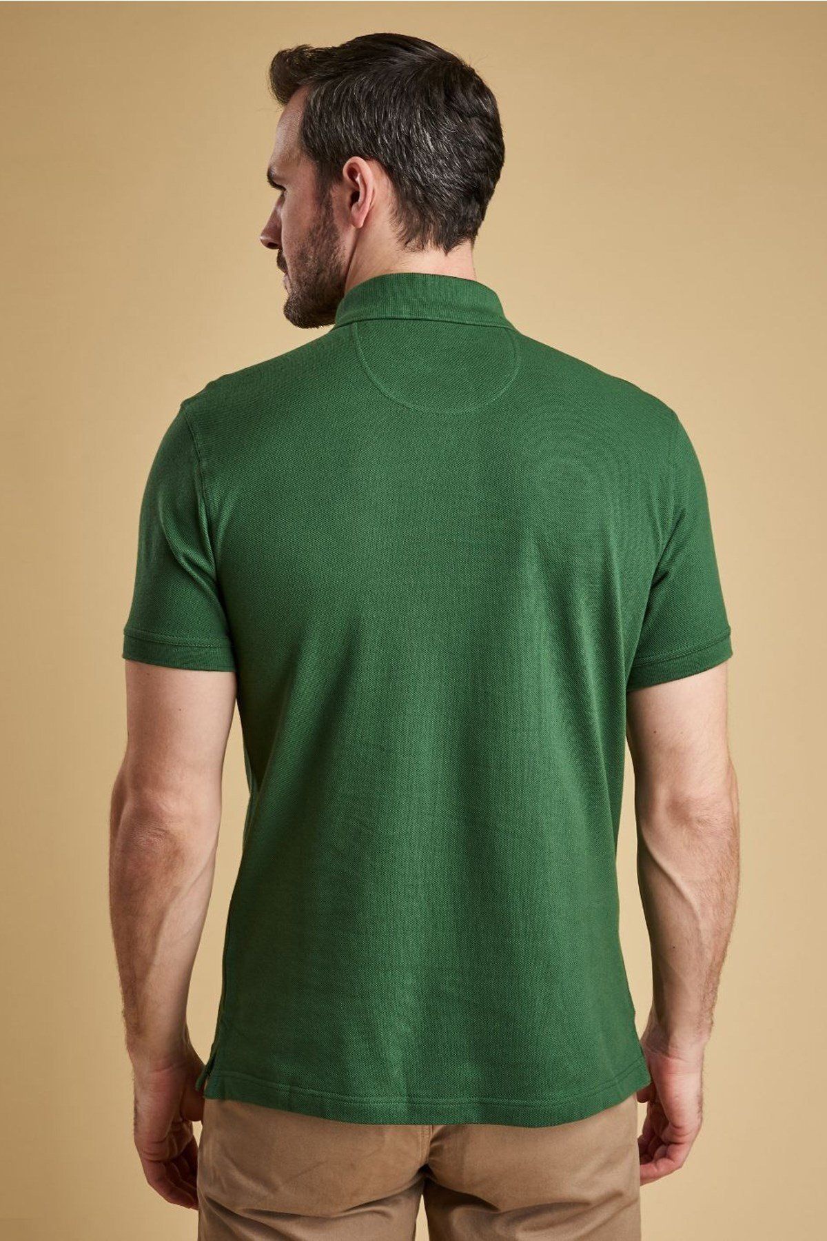 تی شرت یقه پولو سبز مردانه POLO زیتون اورجینال Barbour