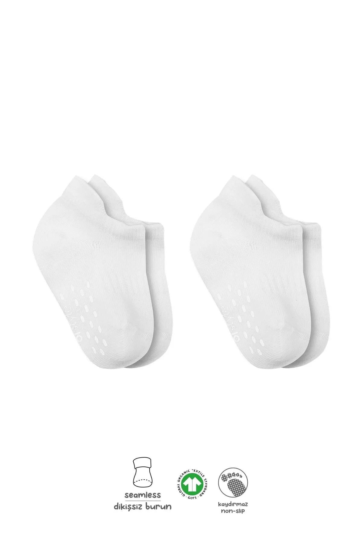 narniabutik 2'li Sneakers Kaymaz Basic Penye Çorap Bs20103 Beyaz Beyaz