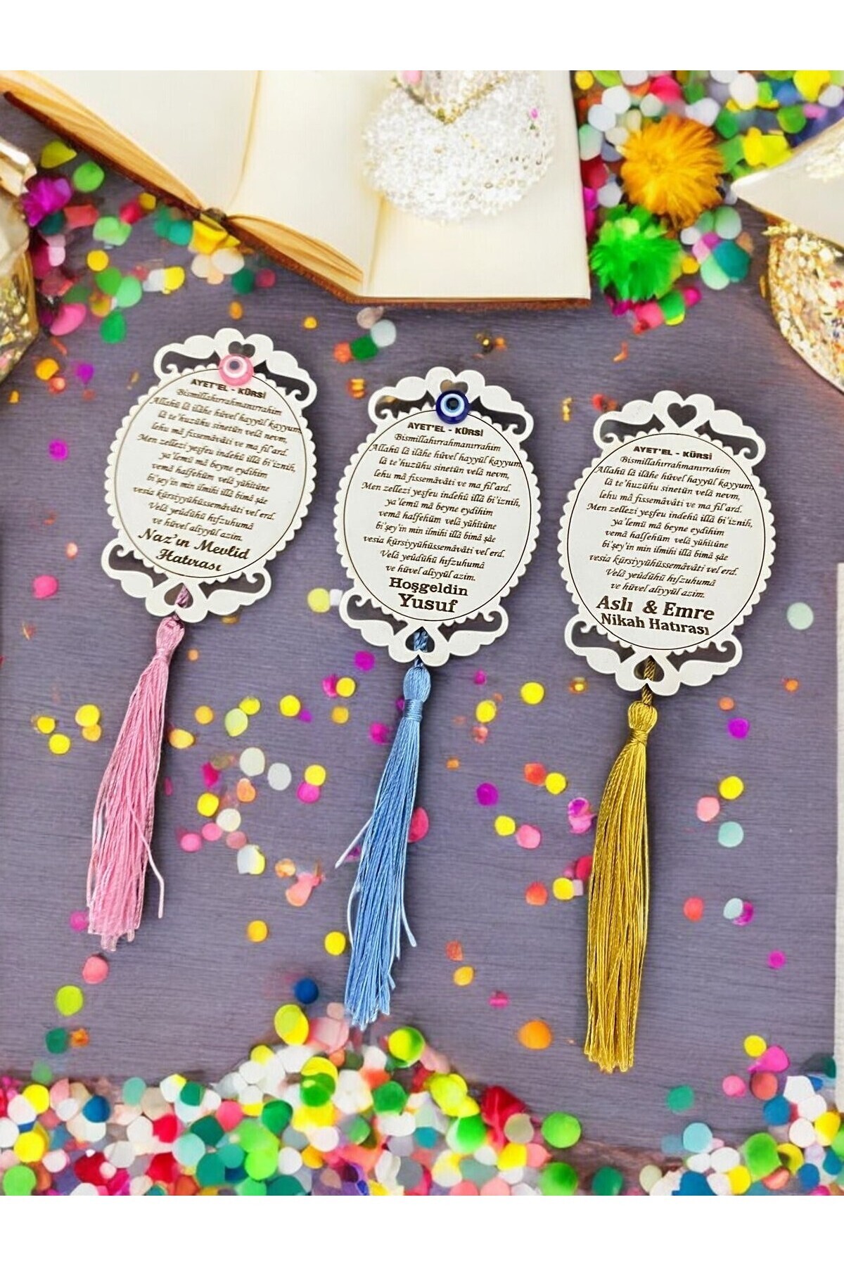 aytulereltasarım 25 Adet Ahşap Hediyelik Magnet Ayetel Kürsi Detaylı Söz,nişan,nikah, Bebek Doğum, Mevlit Hatırası fotoğrafı 3 (önizleme)