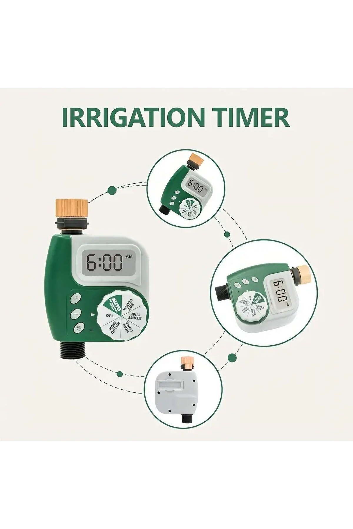 fulina-Portable Prinkler Timer, large Digital display, Rain Delay, interval programming, for save water 2