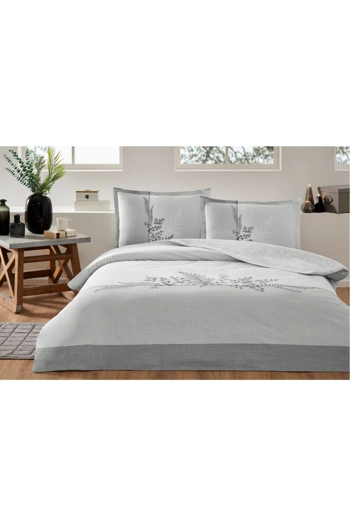 Özdilek-Gray Focus Personality Duvet Cover Set - Özdilek Helecho 4