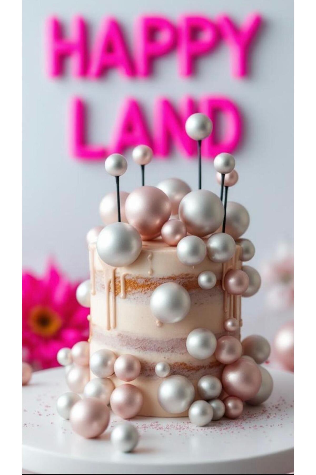 Happyland-Cake Decoration Silver Balls 20 Pieces Silver Cake Balloon Ornament 4