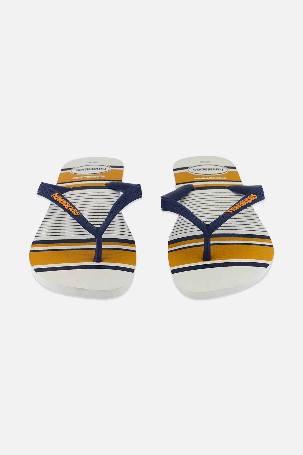 Havaianas-Men Stripe Slip On Slippers, White/Navy/Yellow 3