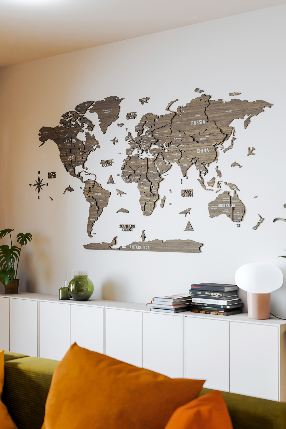 Colorfull Worlds 3d Ahşap İngilizce Dünya Haritası - 100x50 cm - Fiyatı ...