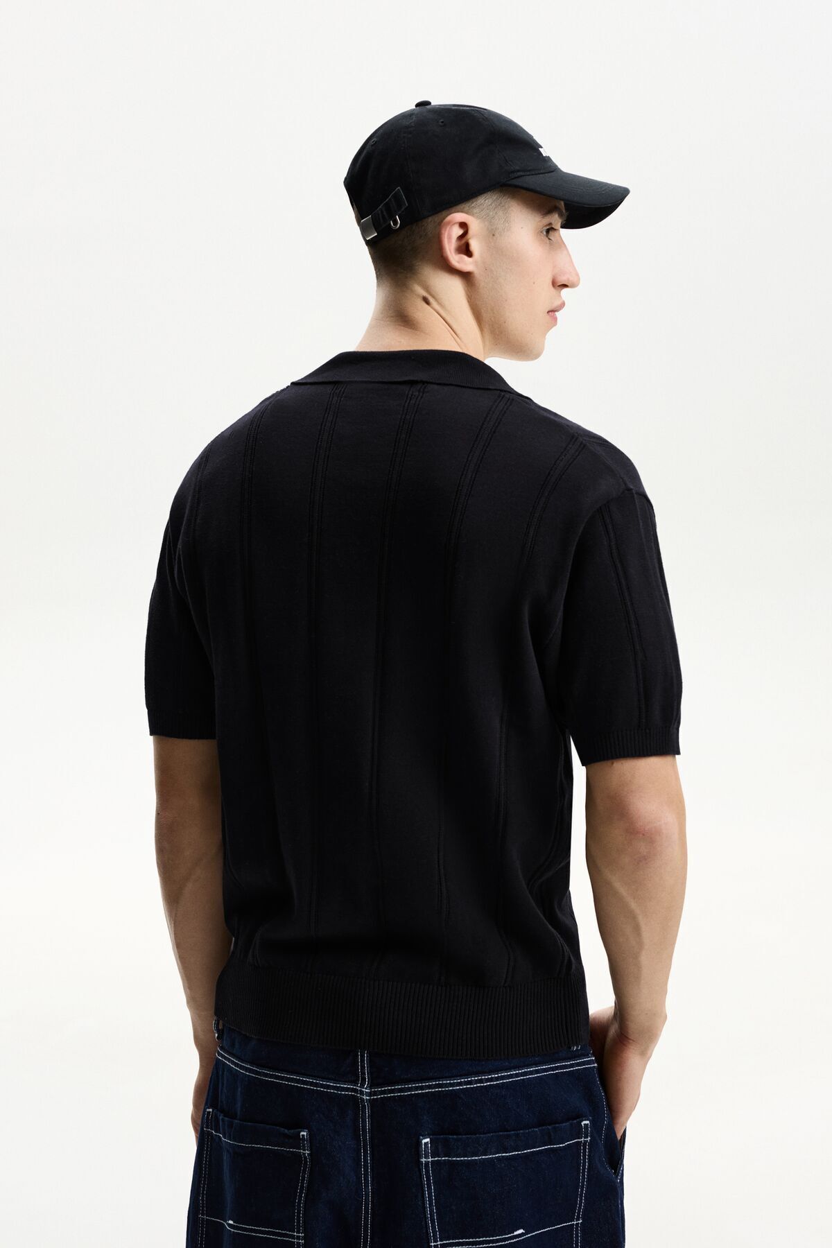 Bershka-Textured Short Sleeve Polo Shirt Ramadan 3