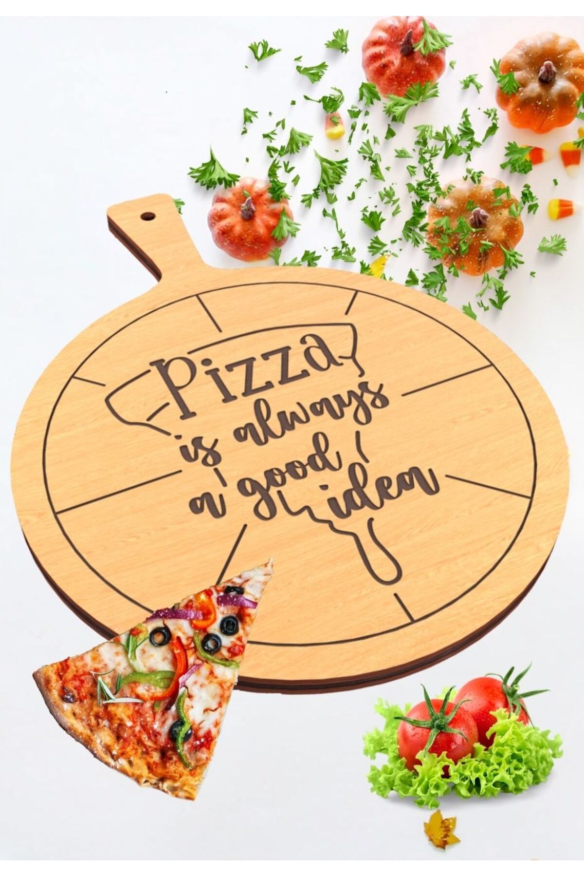 2 li Ahşap Pizza Sunum Tahtası