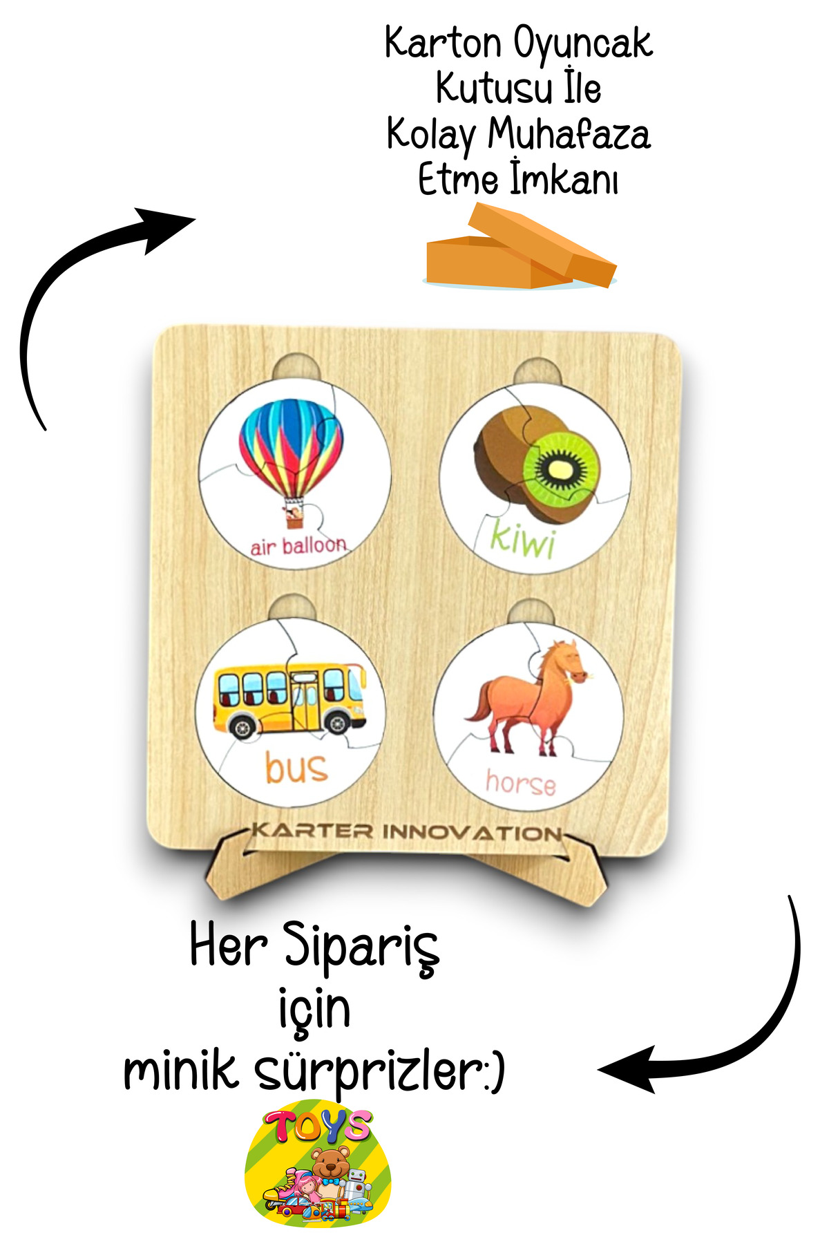 Karter İnovasyon Ahsap Ingilizce Kavram Ögrenme Seti, Ingilizce Meyveler, Ingilizce Hayvanlar, Ulasim Aracları fotoğrafı 4 (önizleme)