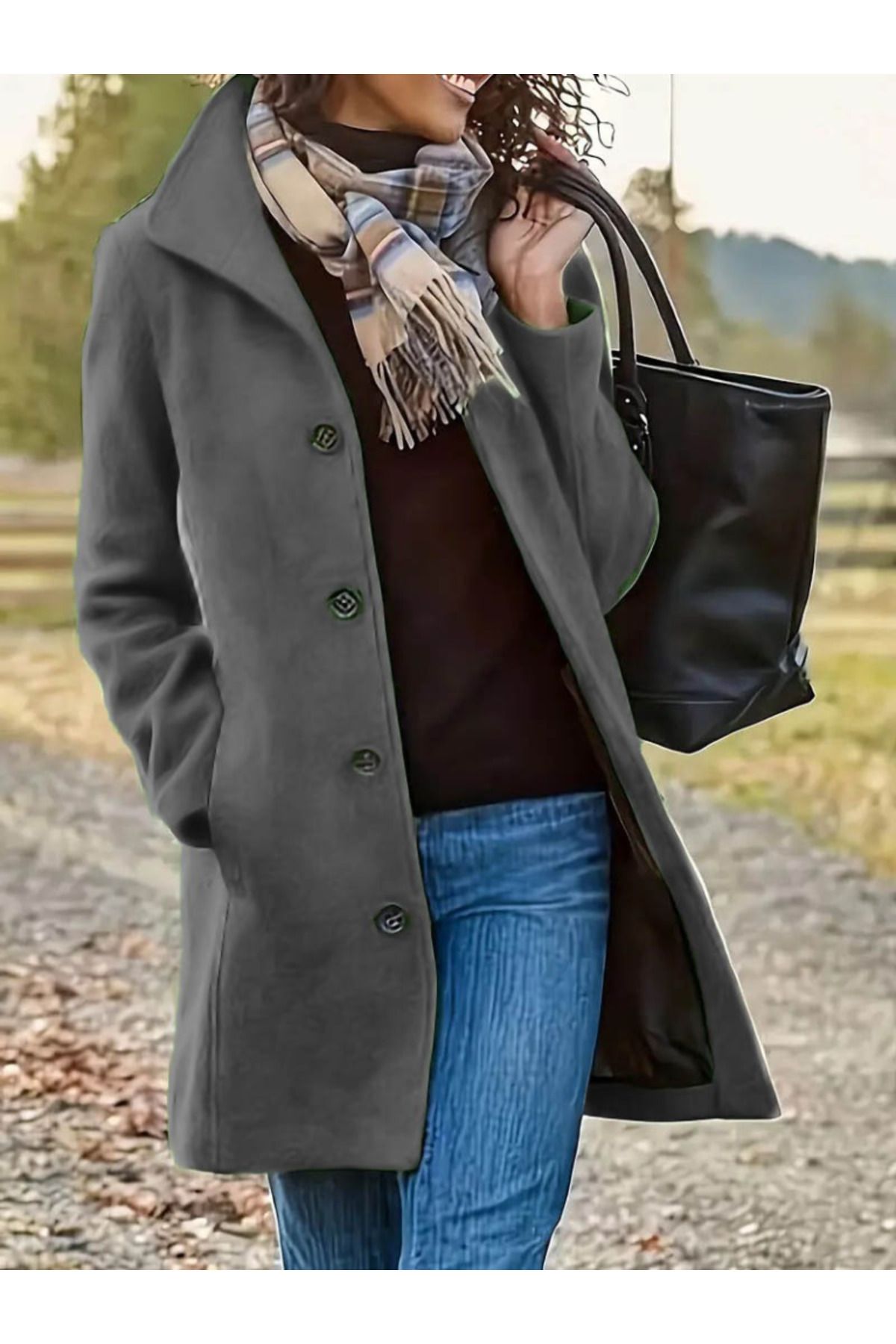 Miracle Omni-Women's Long Sleeve Stand Collar Front Button Short Stamp Coat 3