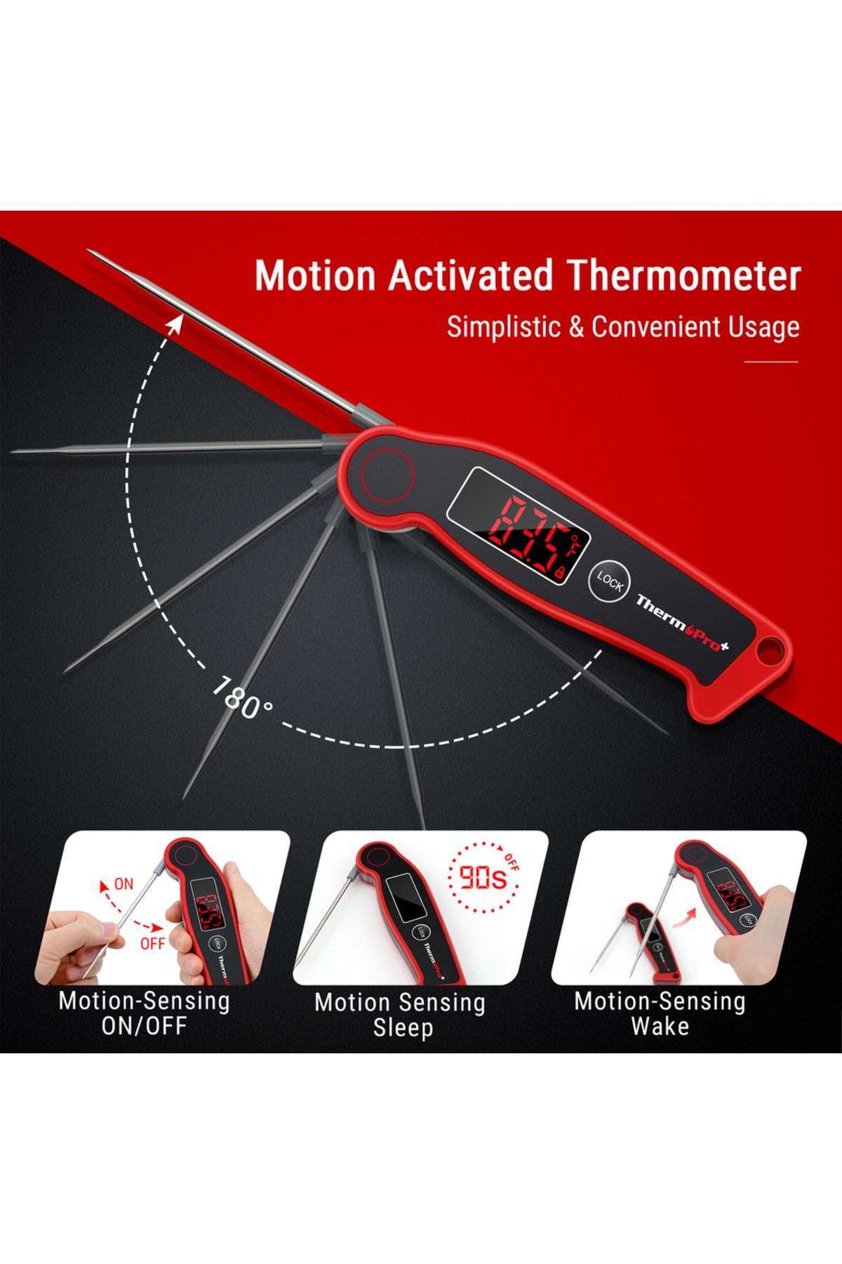 Choice-Thermopro Tp19 Fast Reading Waterproof Led Display Antimicrobial Meat Thermometer Digital Bbq The... 5