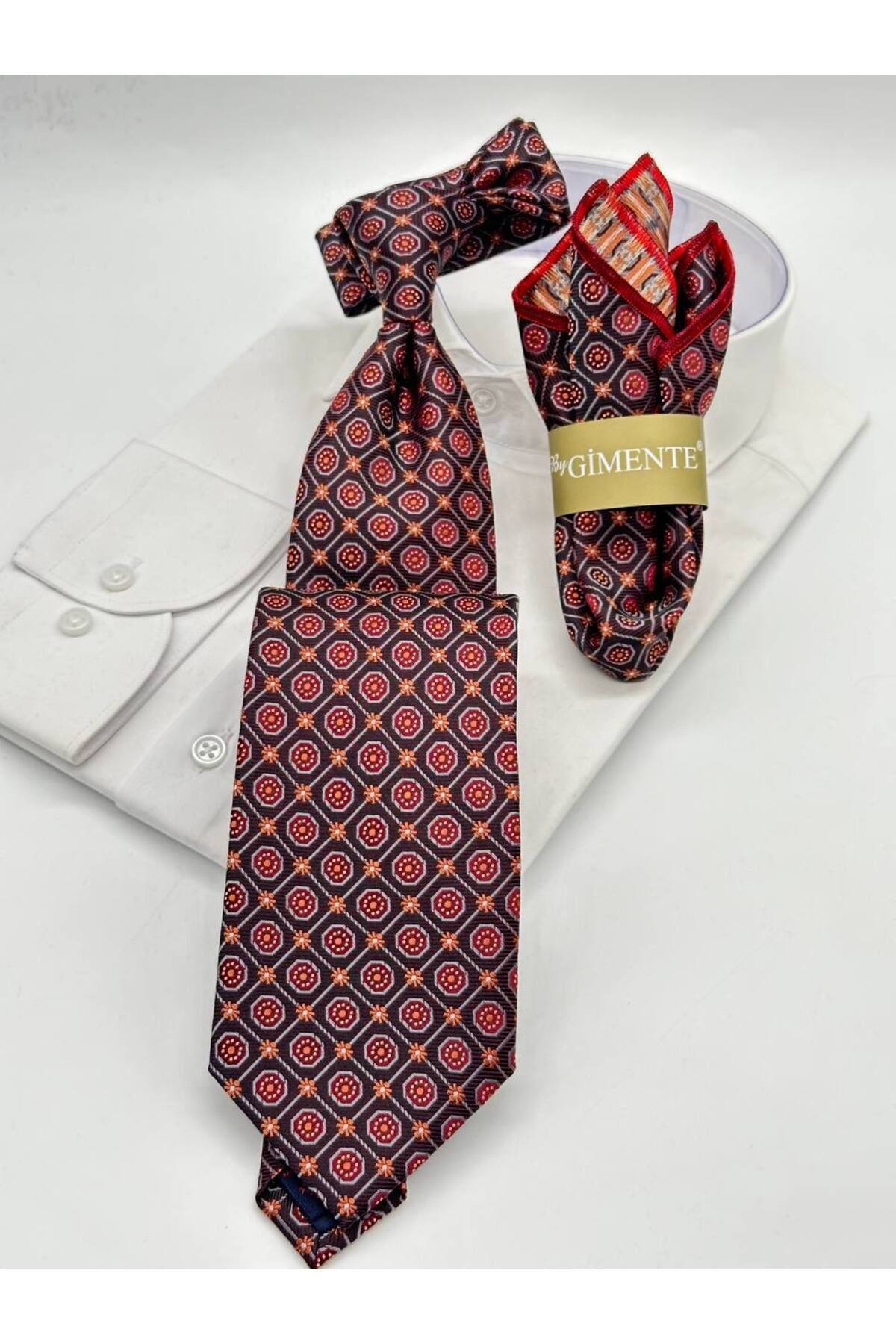 Gutiero-Red Patterned Classic Handkerchief Tie 1