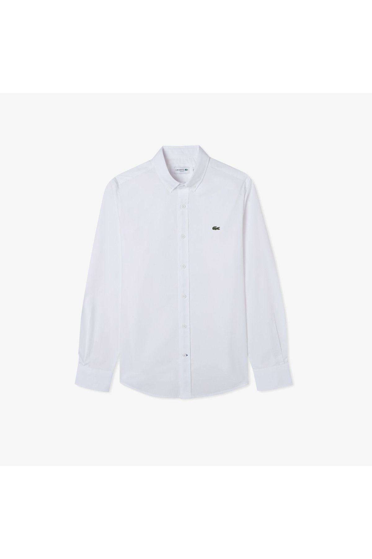 پیراهن / بلوز دکمه دار سفید مردانه باریک اورجینال Lacoste