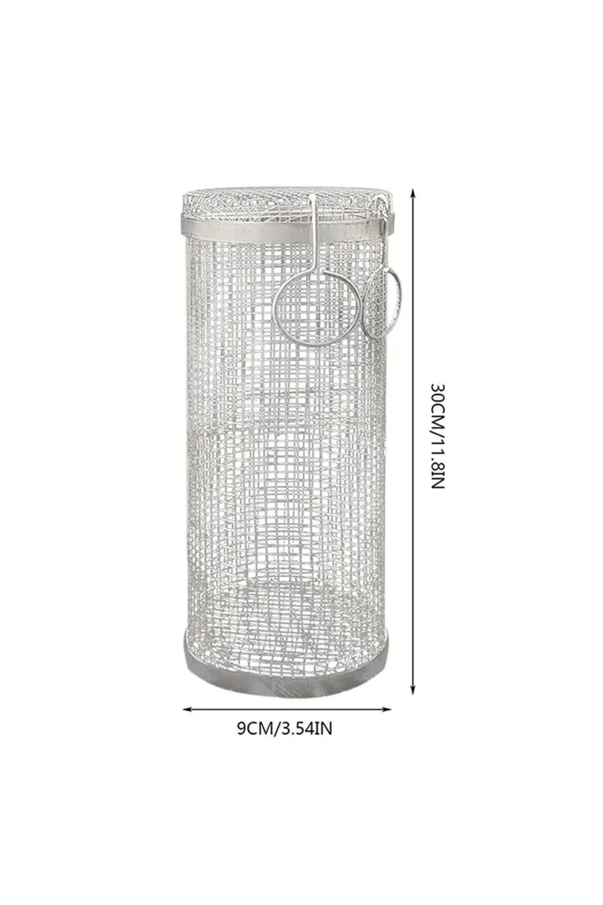 Choice-30x9x9cm Stainless Steel BBQ Grill Basket Wire Mesh Cylinder Portable Round Grill Basket Barbecue Ra 1