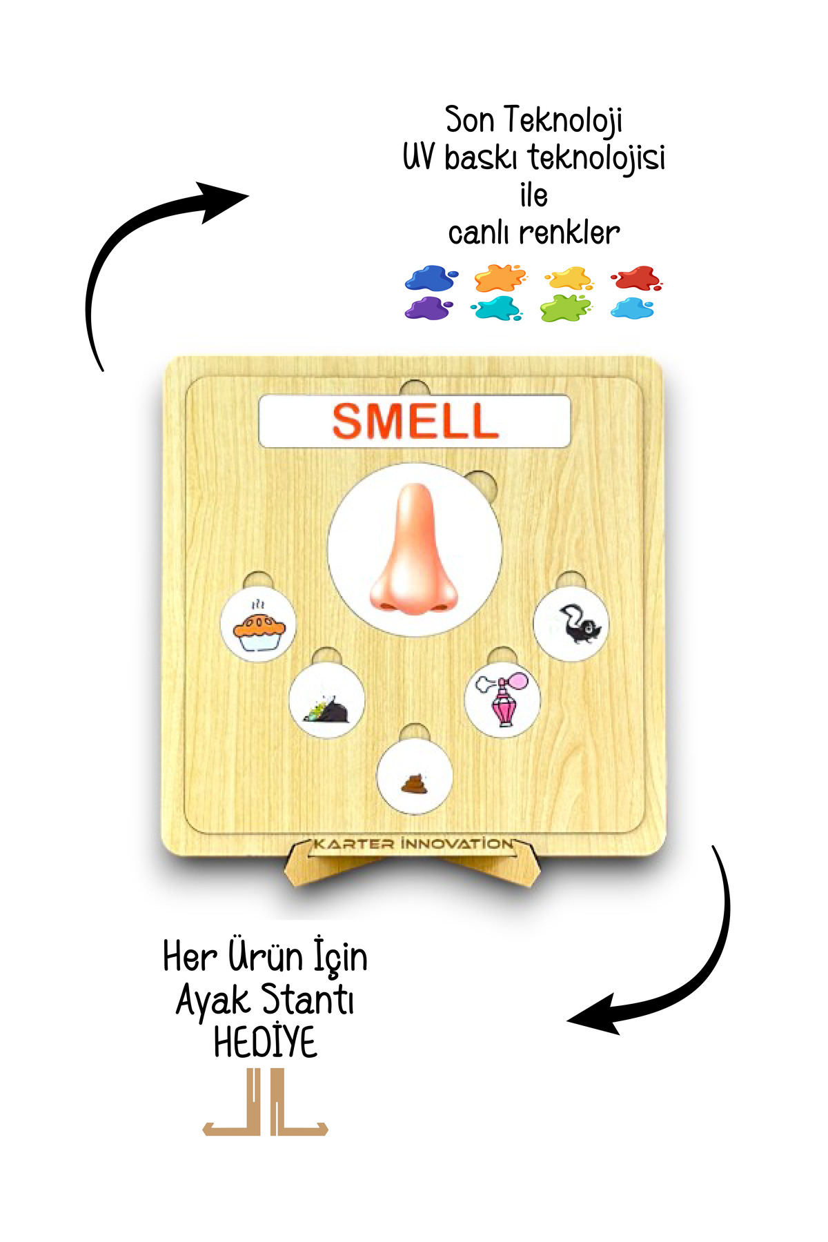 Karter İnovasyon Duyulari Ögreniyorum, Ahsap Oyuncak, Egitici Ahsap İngilizce Oyuncak, Montessori Egitici Oyuncak, fotoğrafı 4 (önizleme)