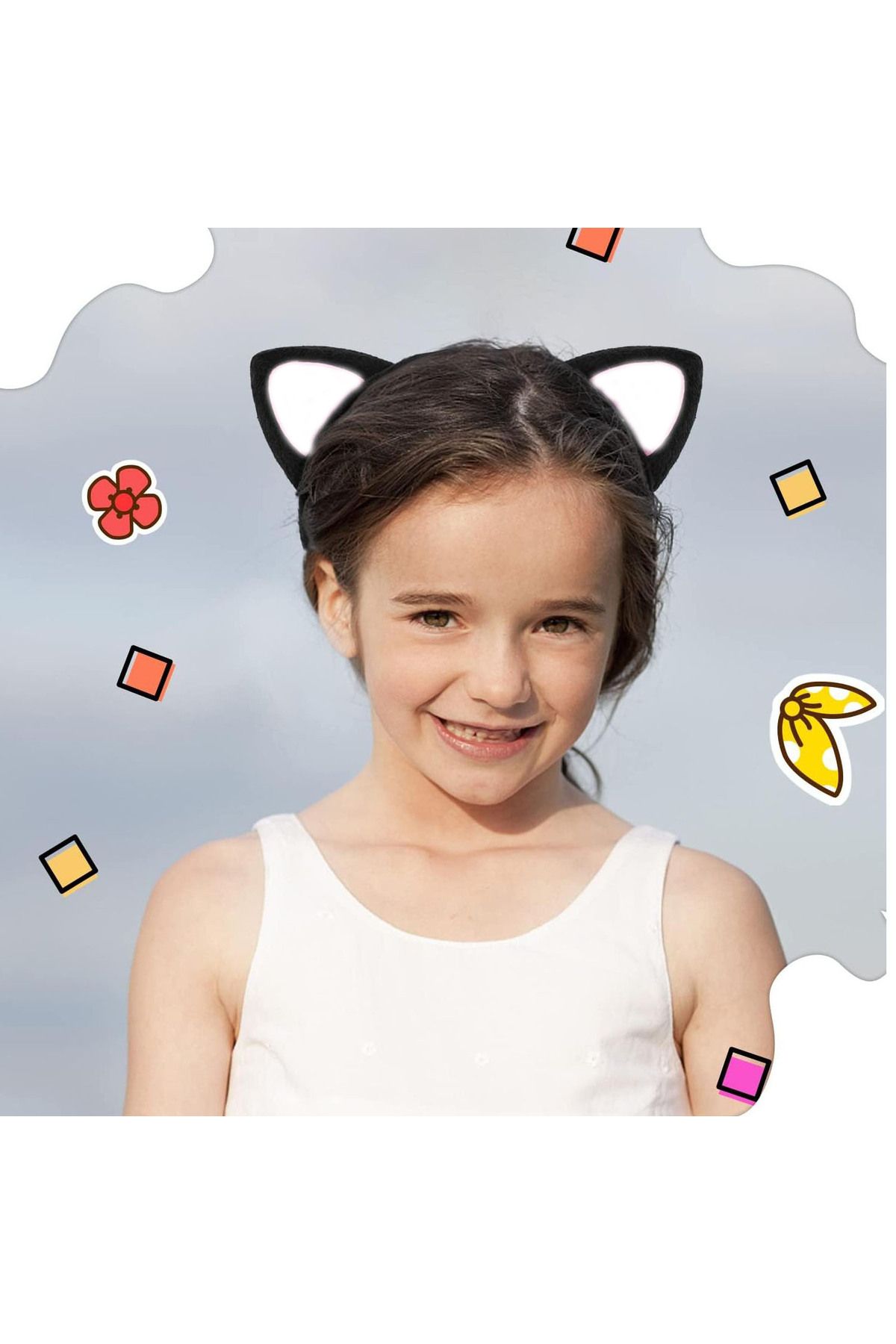 Avantaj Kapıda ® Kedi Kulak Taç Siyah İçi Beyaz Renk Pofuduk 15X17 cm (Parti Temalı)