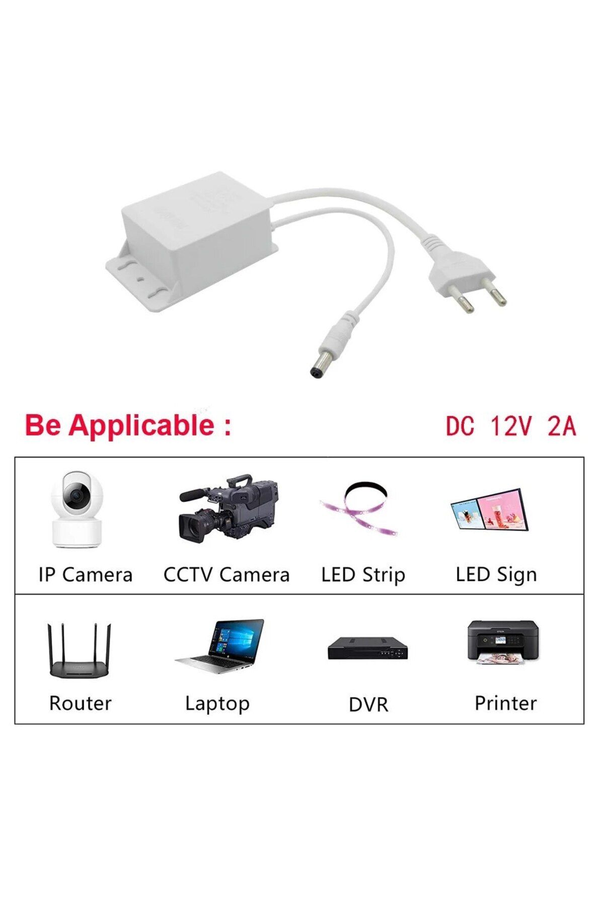 JIENUO-European standard Power Adapter US/EU Outdoor Waterproof AC 100-240V Input DC 12V Volt Output Supply 6