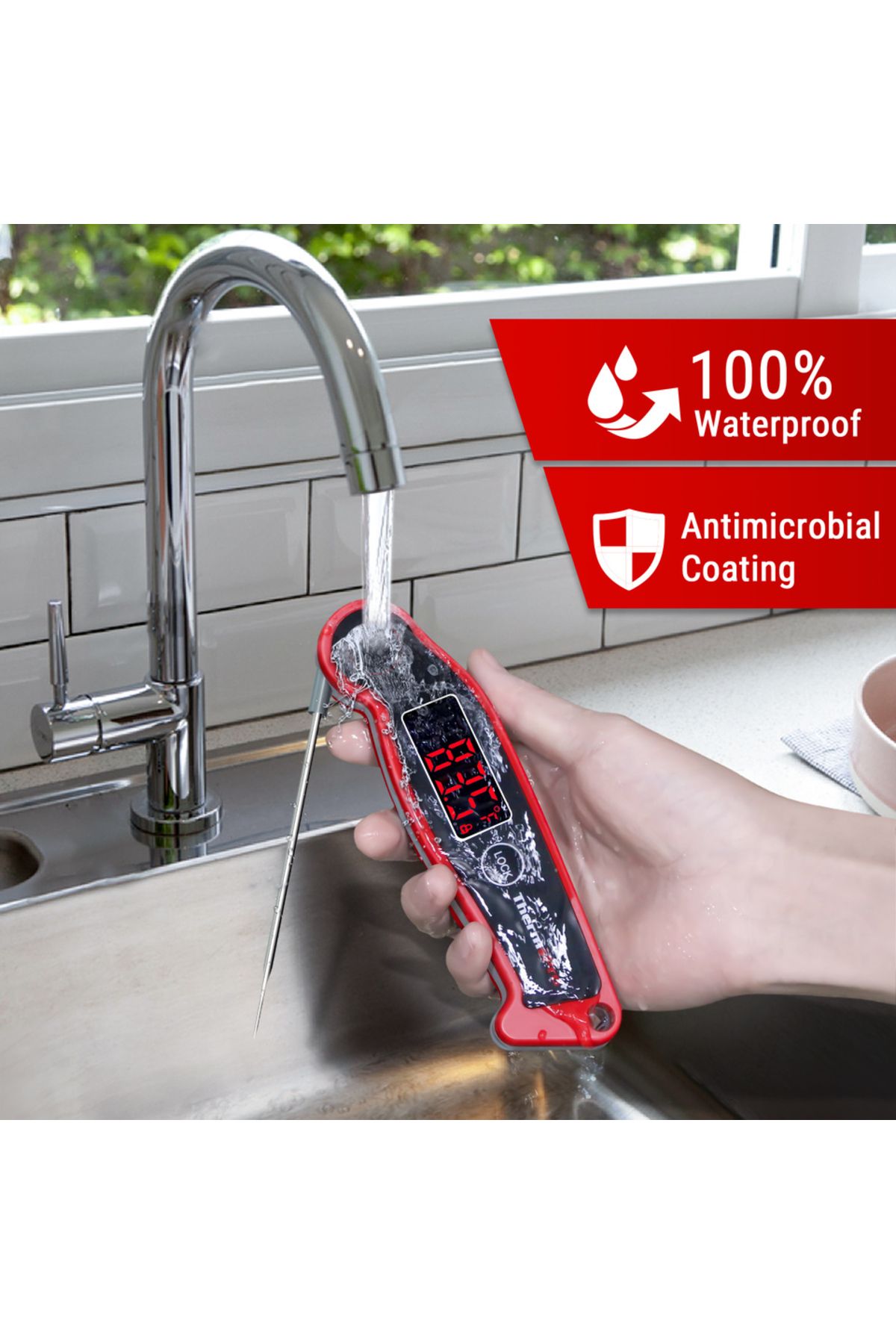 Choice-Thermopro Tp19 Fast Reading Waterproof Led Display Antimicrobial Meat Thermometer Digital Bbq The... 3