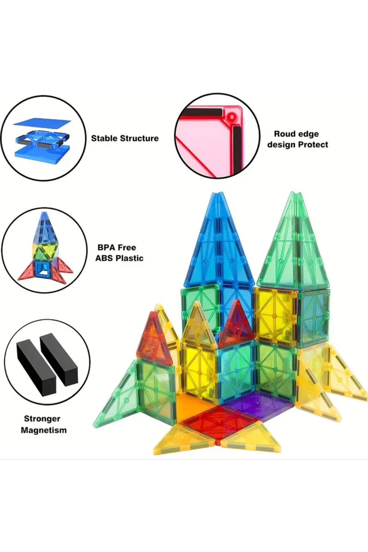 Choice-78pcs 3D transparent magnetic block game, inspired by creative blocks beyond imagination, Christmas 4