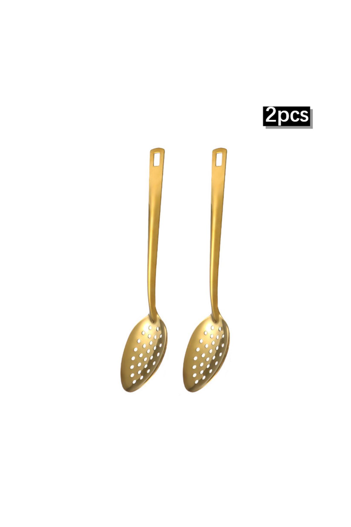 Choice-2pcs slotted spoon 2/6pcs Stainless steel kitchenware set home creative Korean golden soup spoon col 1