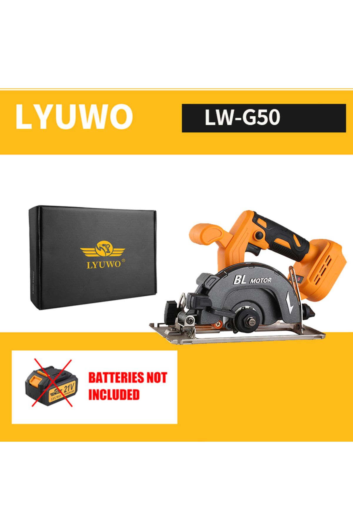 LYUWO-EU LW-G50-NOBattery LYUWO 140MM Electric Circular Saw Rechargeable Household Hand Saw Multifunctiona 1