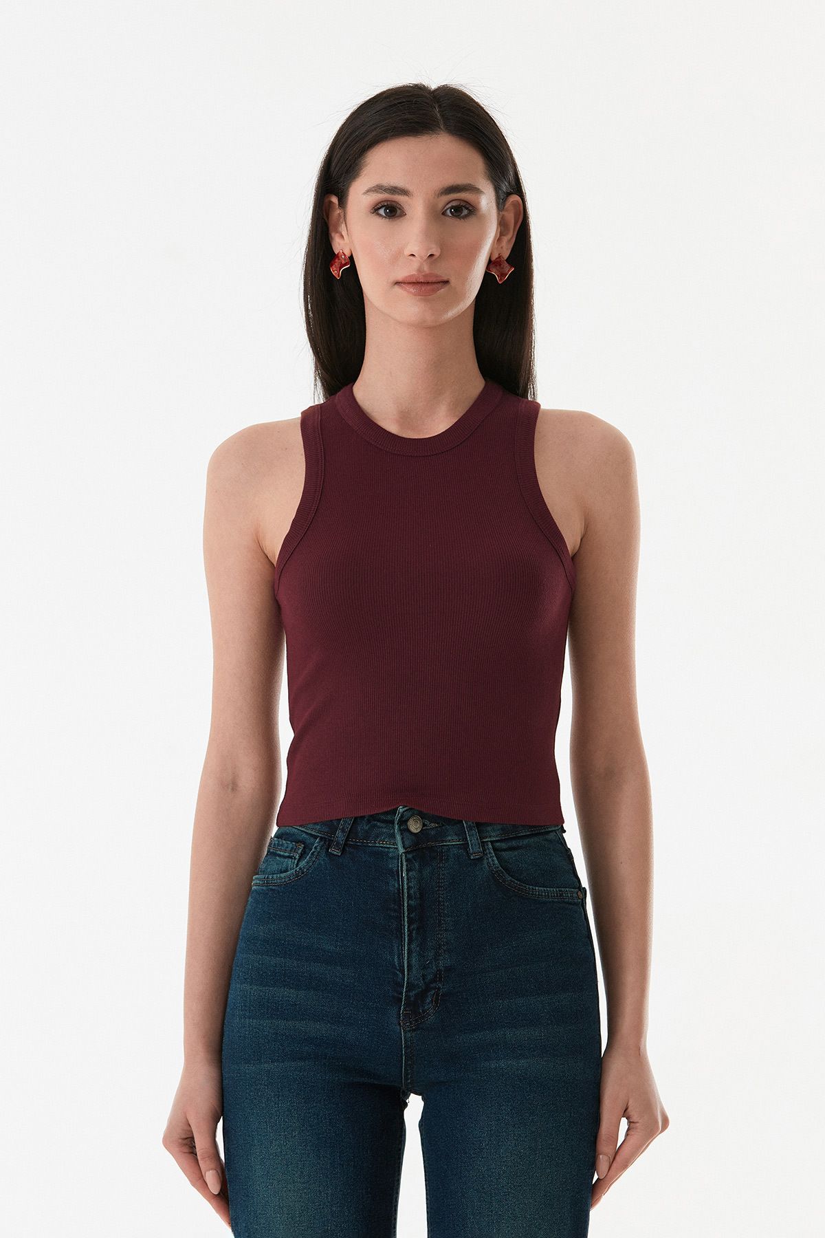 Fulla Moda-Basic Crew Neck Sleeveless Bodysuit 8