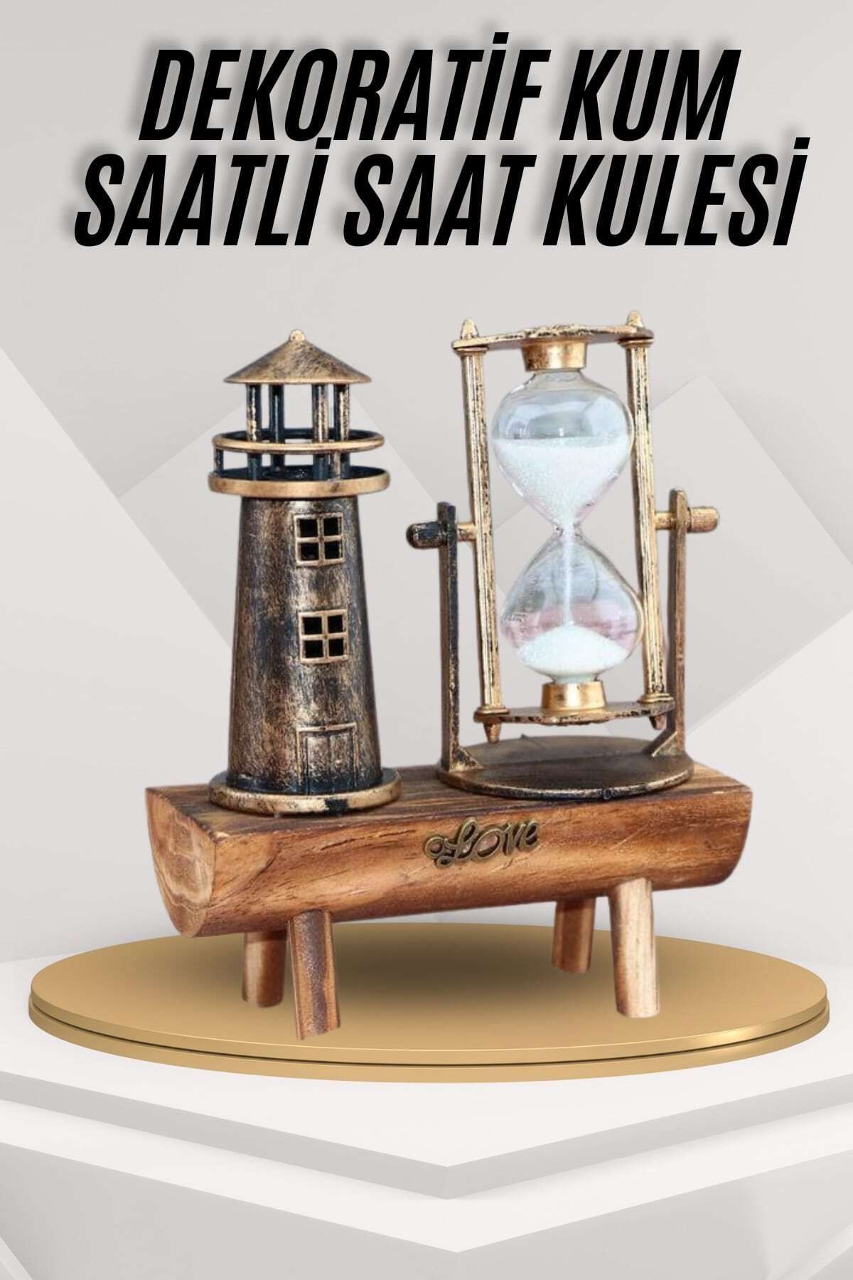 nerede bulurum Deniz Feneri Kum Saati Ahşap Görünümlü Vintage Tarz Biblo